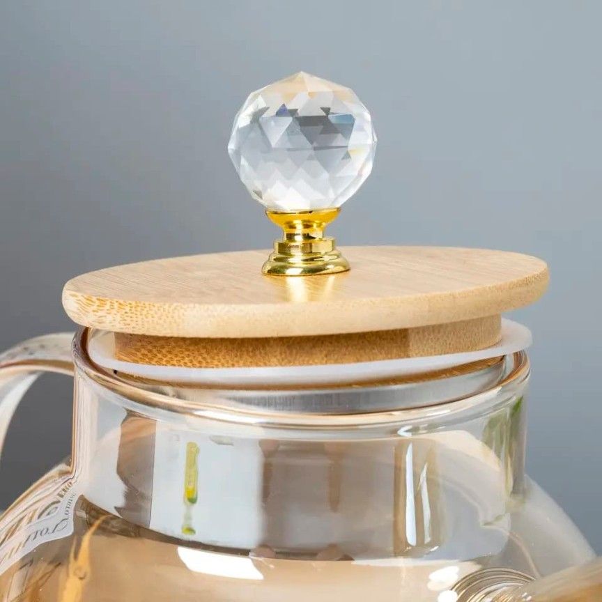 Kettle Wooden Crystal Lid Gold