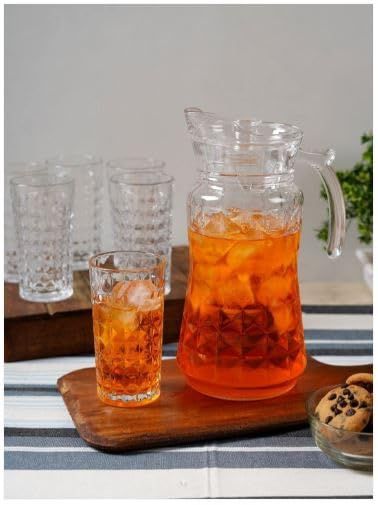 WATER GLASS N JUG SET CRYSTAL 7 PCS