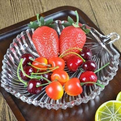 Glass Fruit Leaf Plate Medium