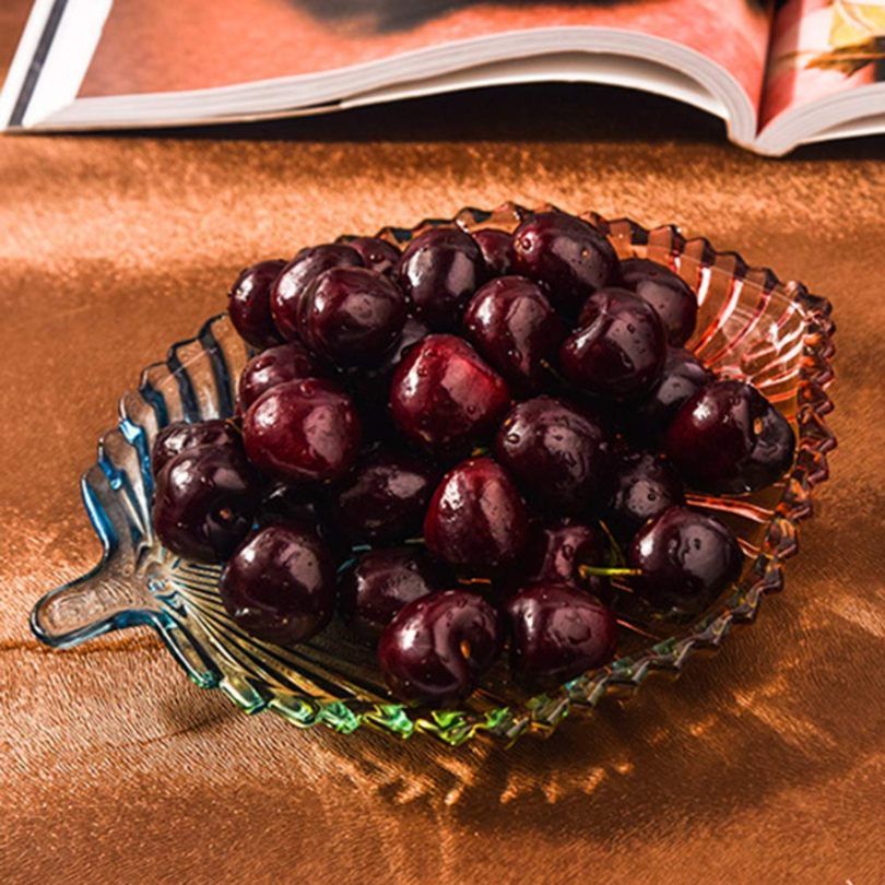 Glass Fruit Leaf Plate Medium