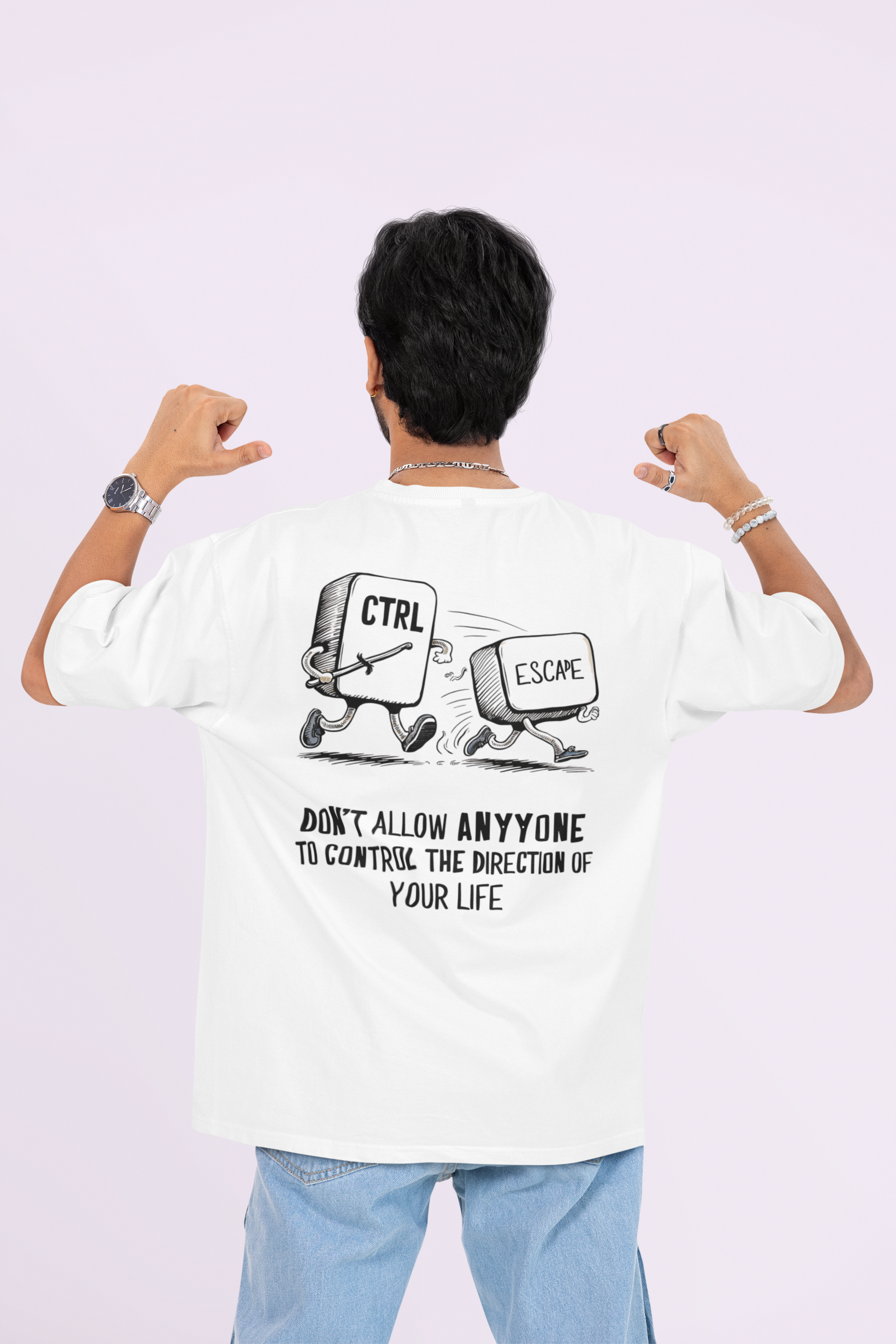 CTRL ESCAPE Graphic T Shirt Unisex White Motivational Oversized Tech Inspired Design