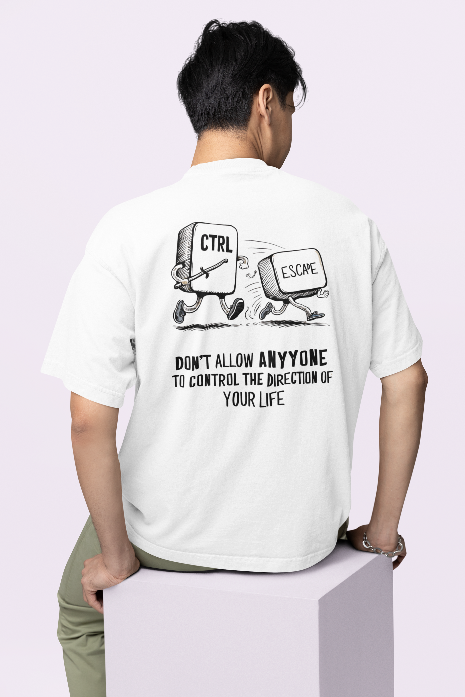 CTRL ESCAPE Graphic T Shirt Unisex White Motivational Oversized Tech Inspired Design
