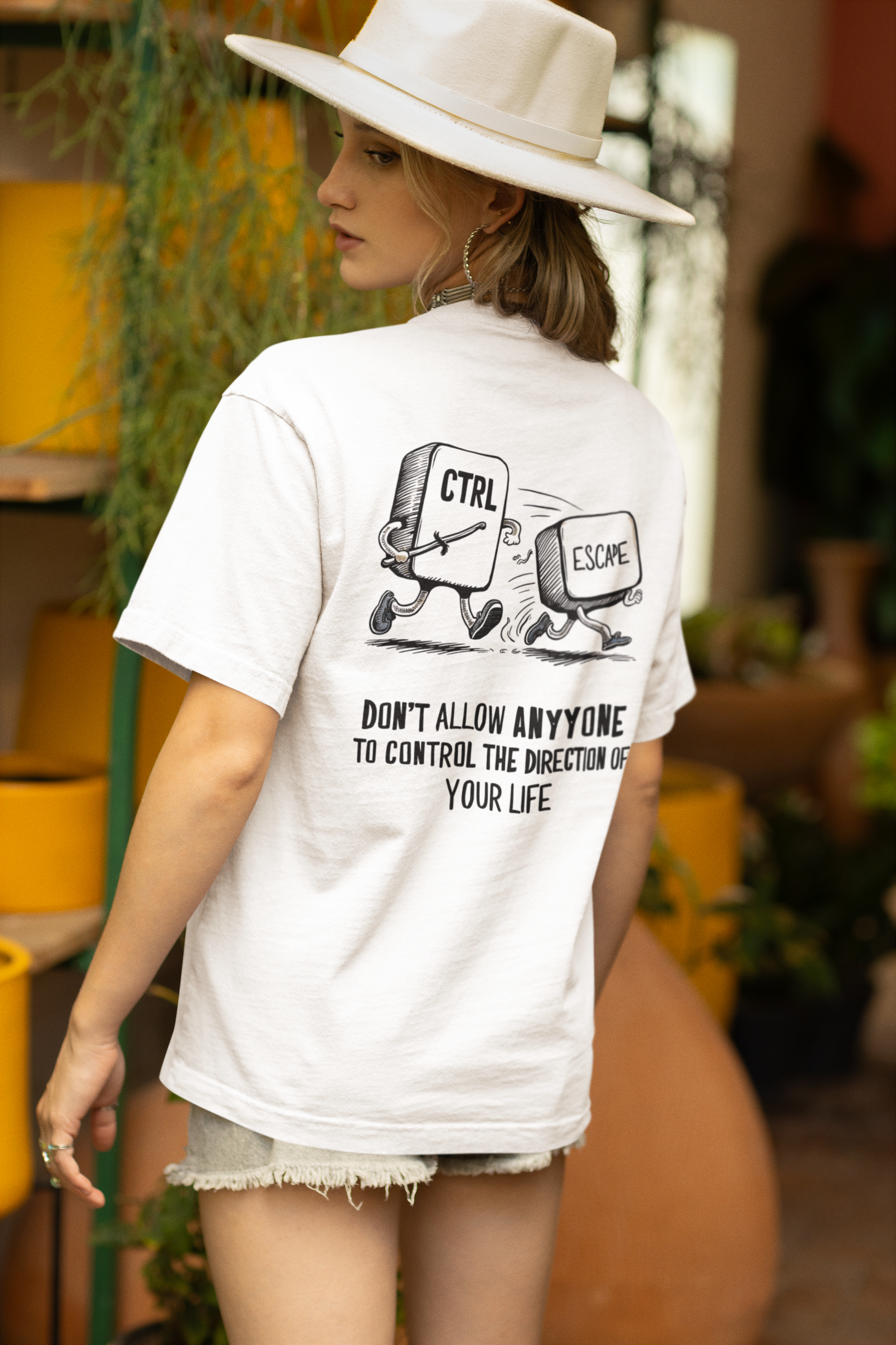 CTRL ESCAPE Graphic T Shirt Unisex White Motivational Oversized Tech Inspired Design