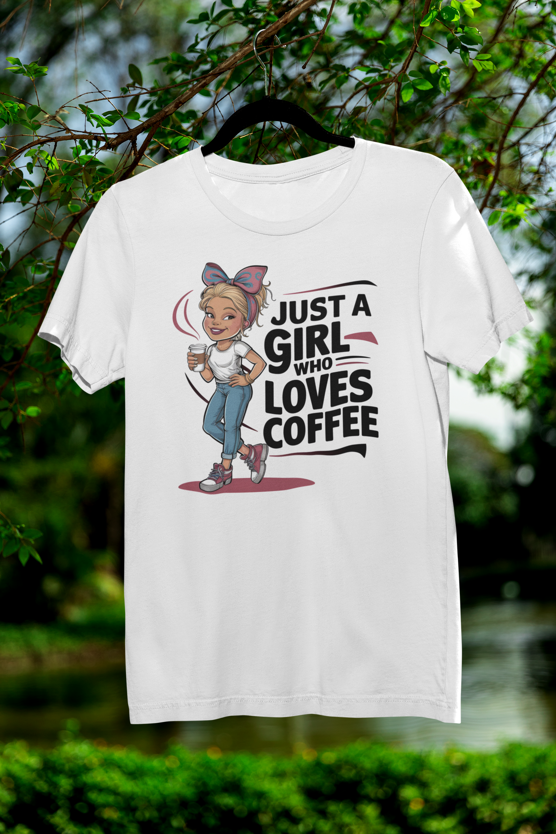 Just a Girl Who Loves Coffee T Shirt for Women – Fun Graphic Tee for Coffee Lovers