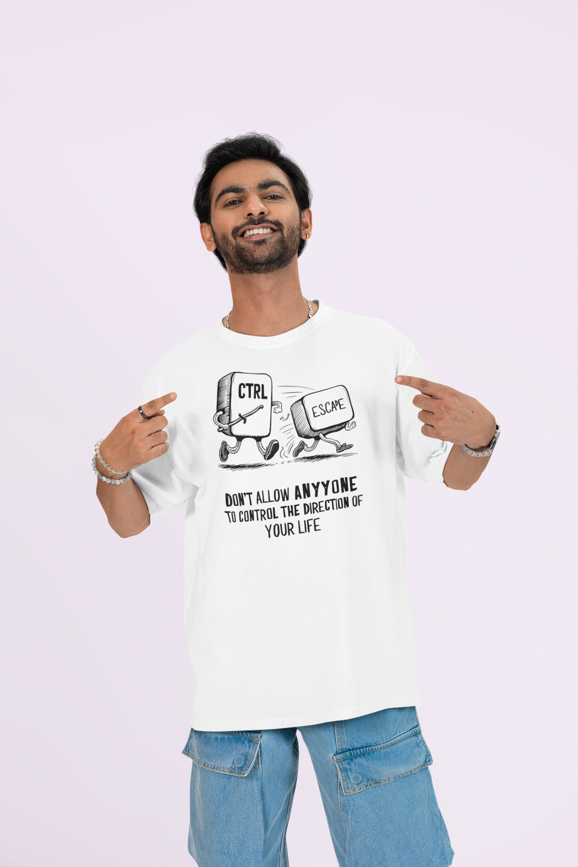 CTRL ESCAPE Graphic T Shirt Unisex White Motivational Oversized Tech Inspired Design