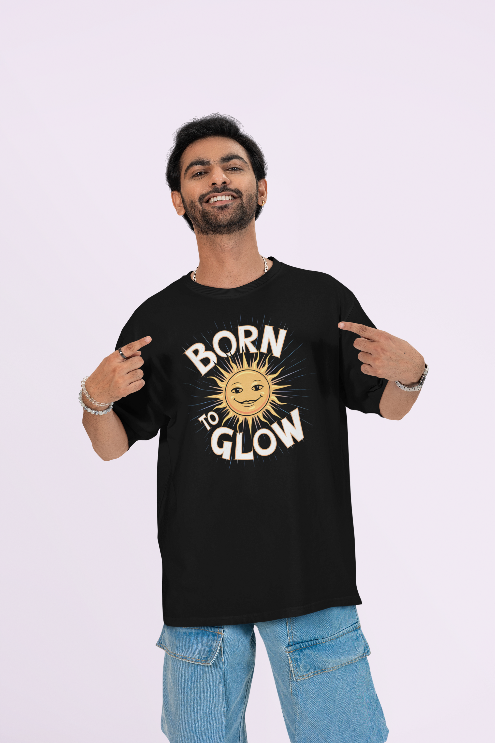 Born to Glow Graphic Oversized Unisex T-Shirt
