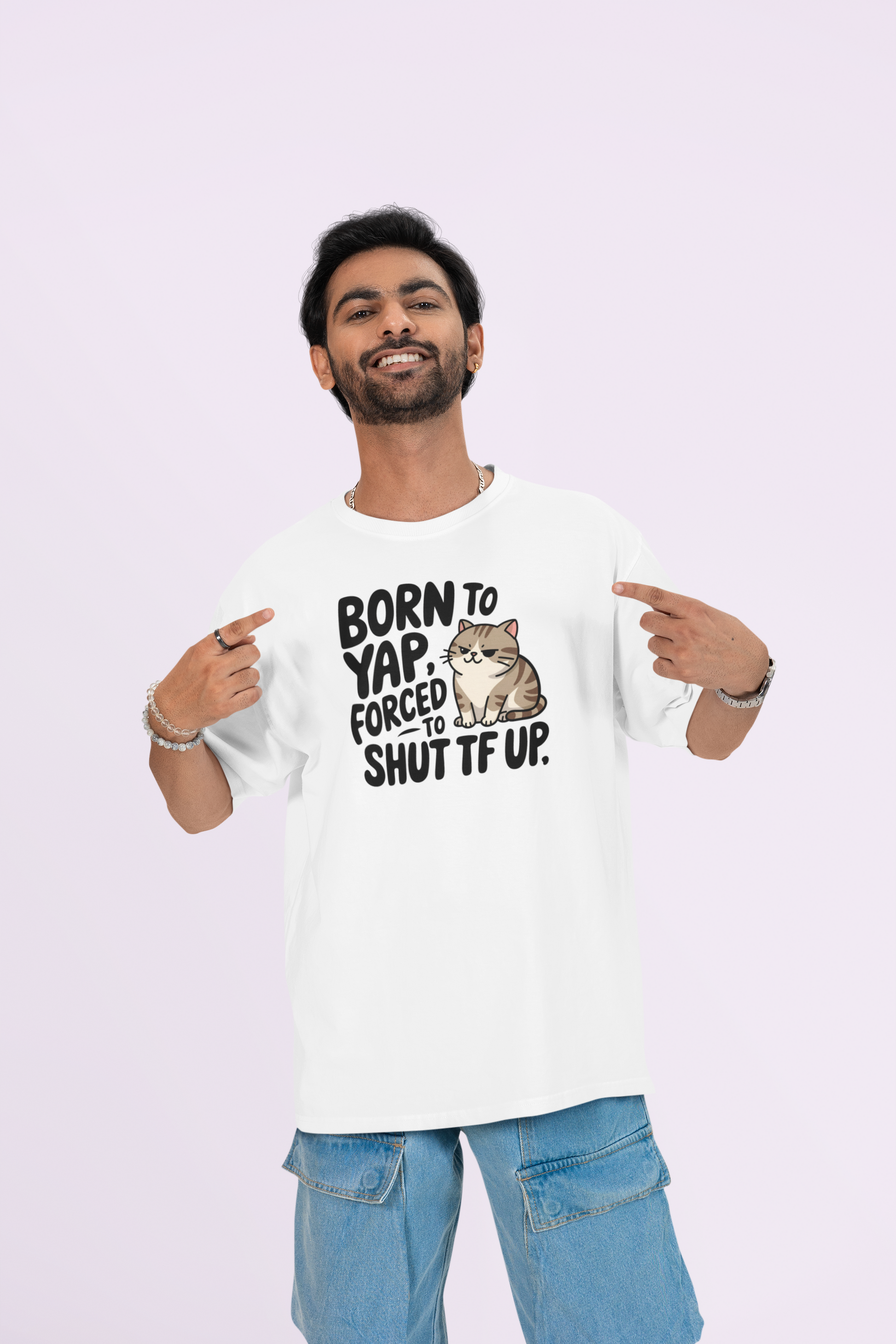 Born to Yap Forced to Shut TF Up Unisex Oversized Graphic T-Shirt