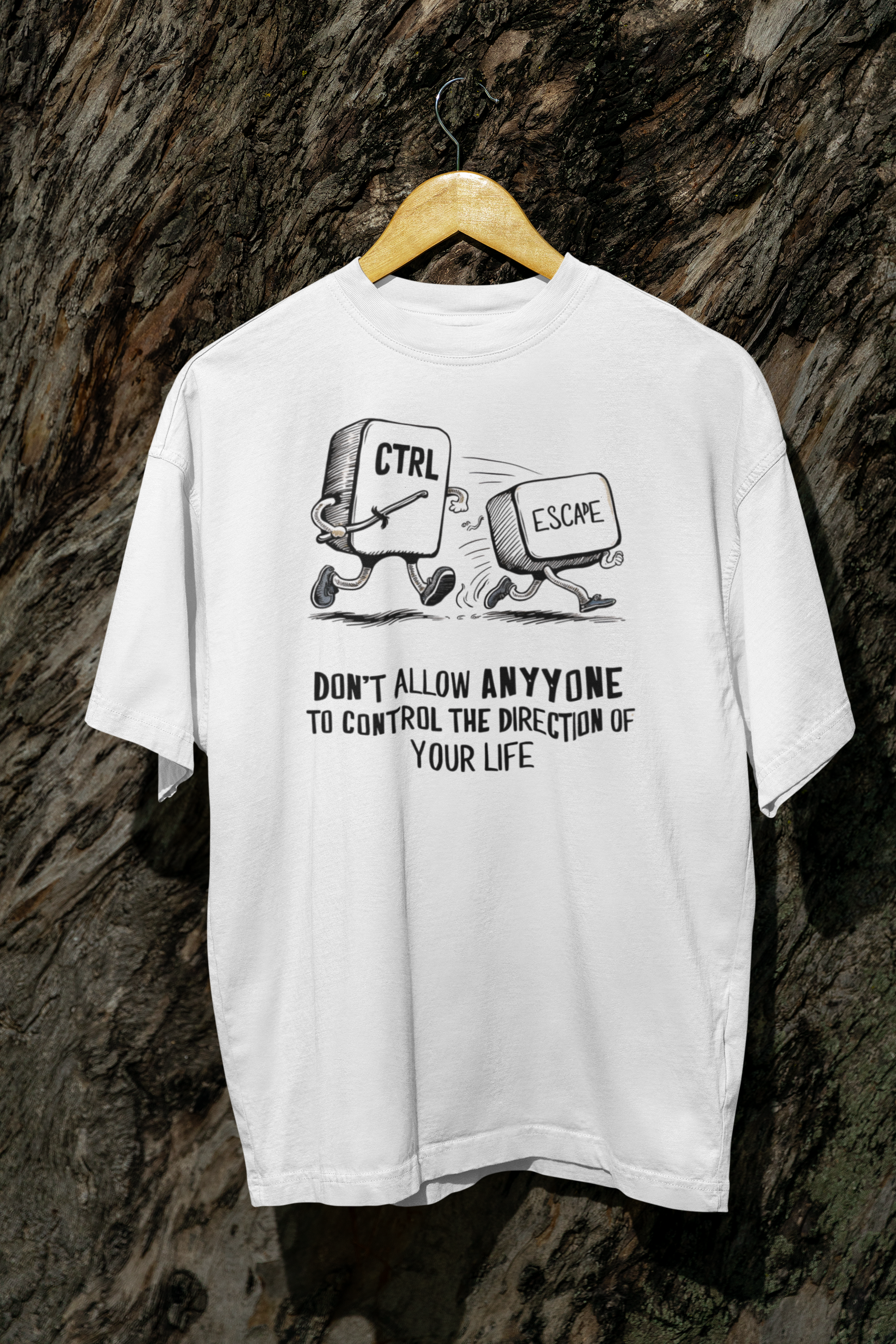 CTRL ESCAPE Graphic T Shirt Unisex White Motivational Oversized Tech Inspired Design
