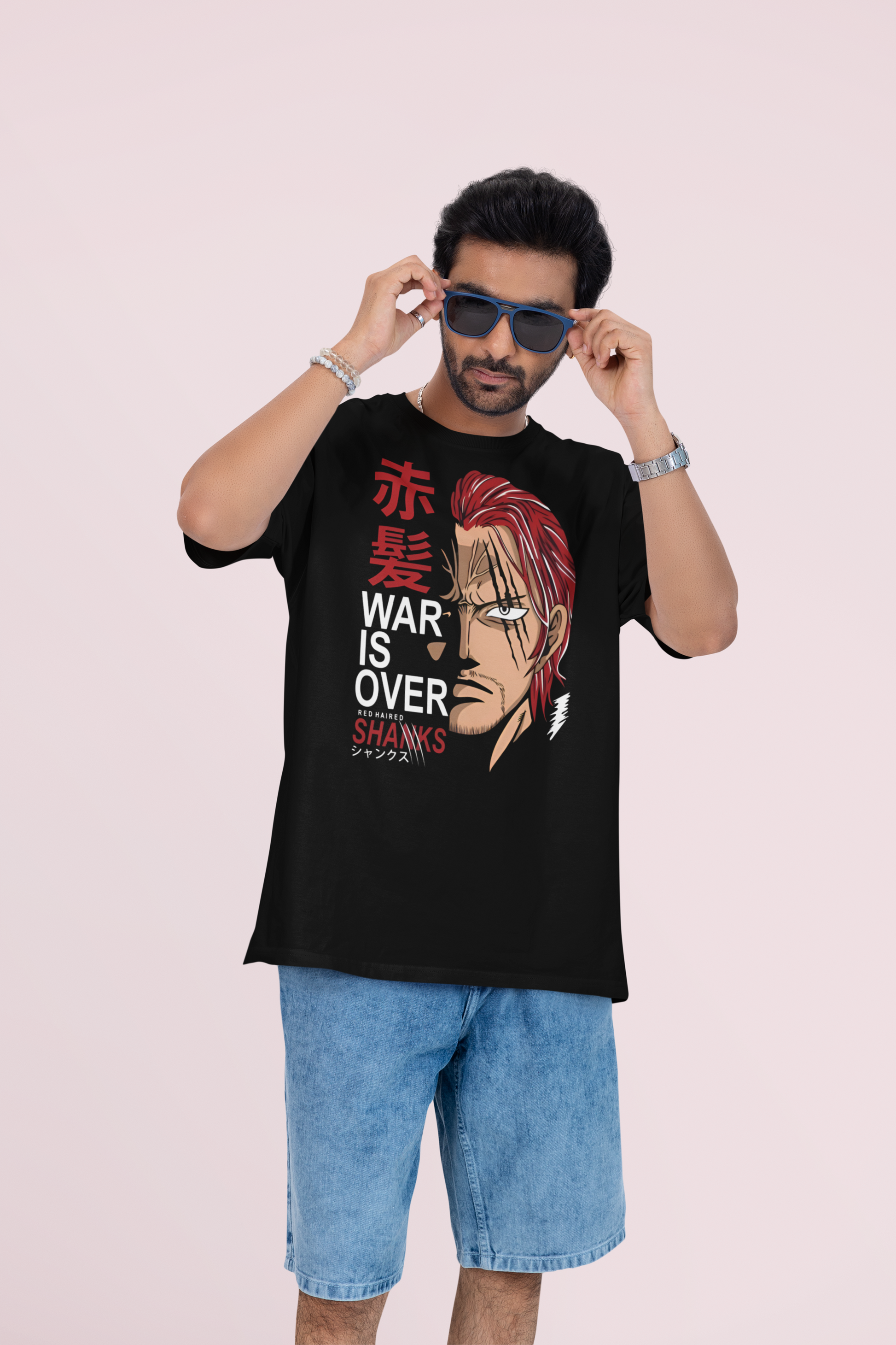 War Is Over Red Haired Shanks Unisex Oversized Graphic T Shirt Black Anime Streetwear
