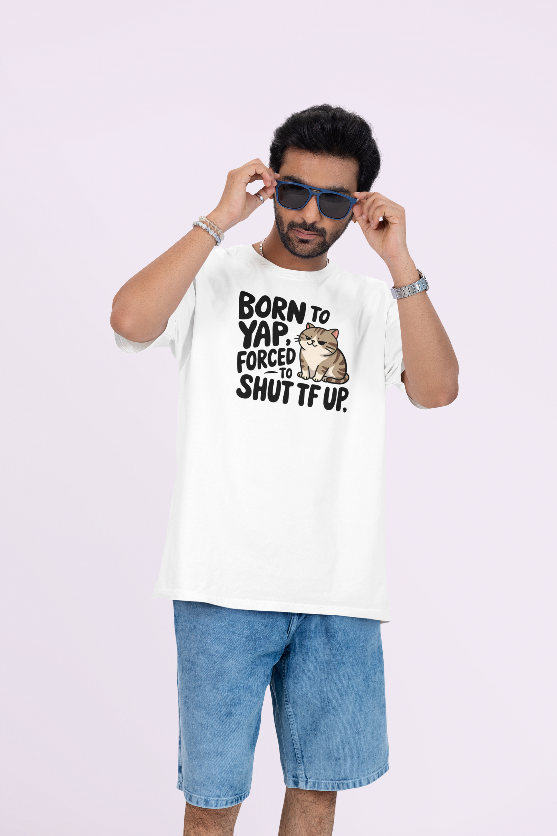 Born to Yap Forced to Shut TF Up Unisex Oversized Graphic T-Shirt