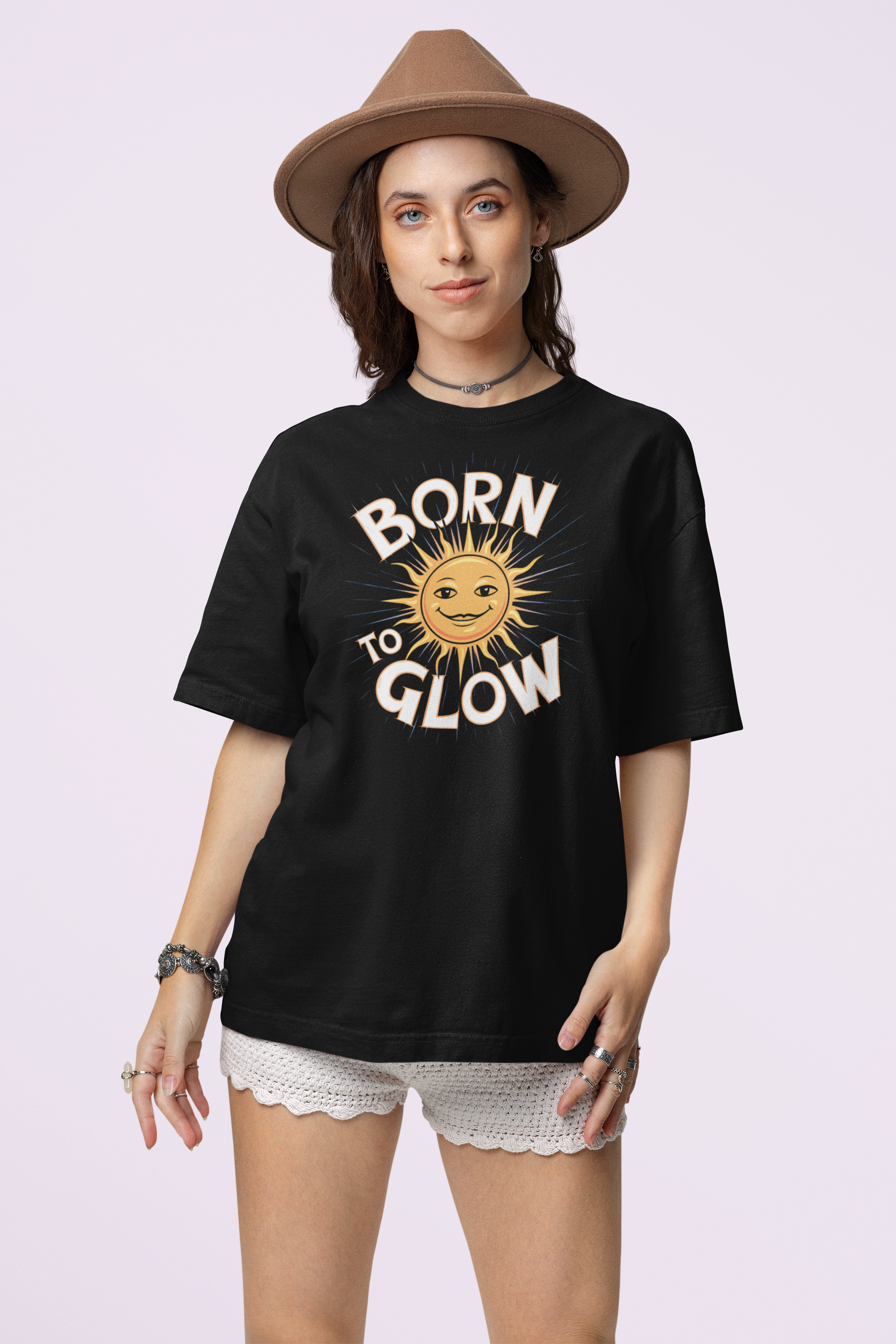 Born to Glow Graphic Oversized Unisex T-Shirt