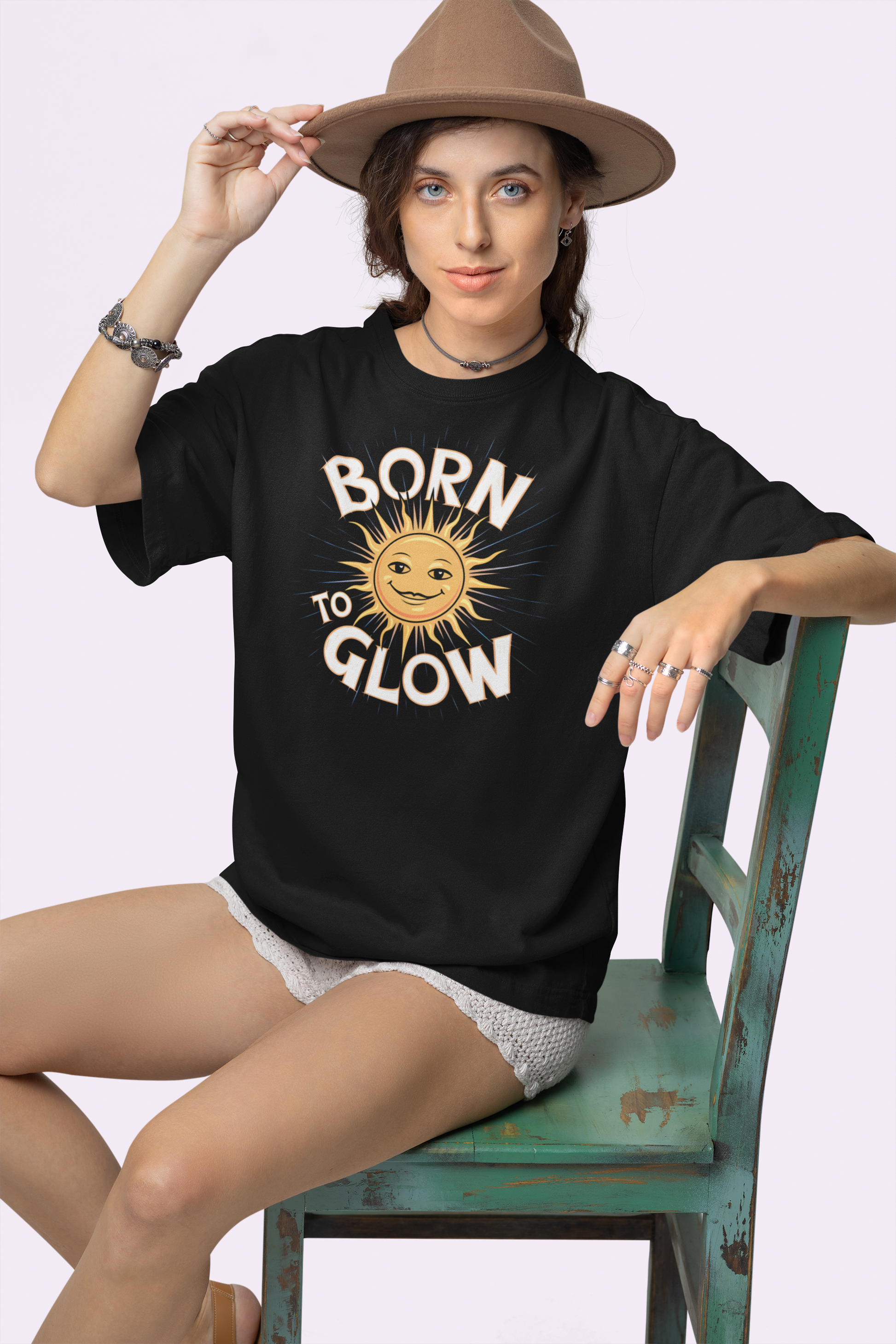 Born to Glow Graphic Oversized Unisex T-Shirt
