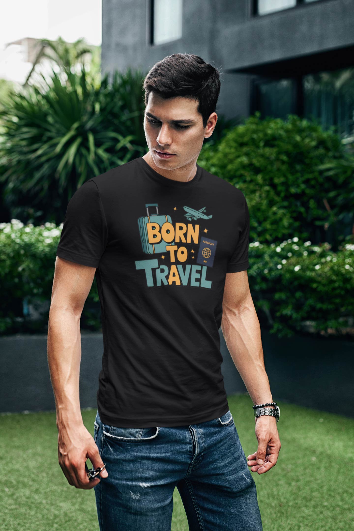 Born to Travel Men's Graphic Black Coloured T-Shirt - Travel Tee