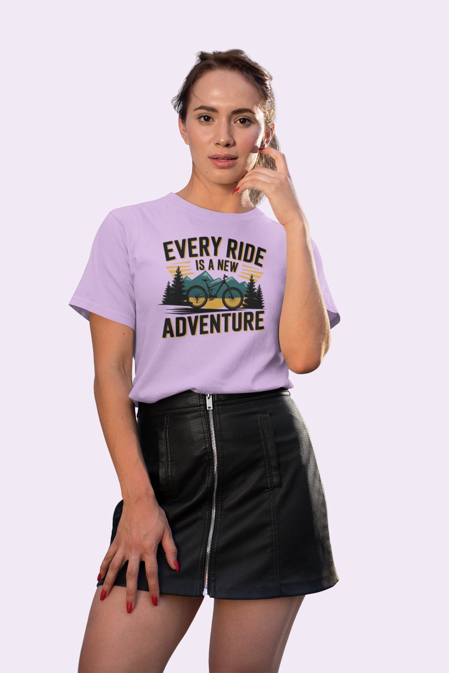 Every Ride Is a New Adventure Women’s Lavender Coloured Graphic Tee - Cotton