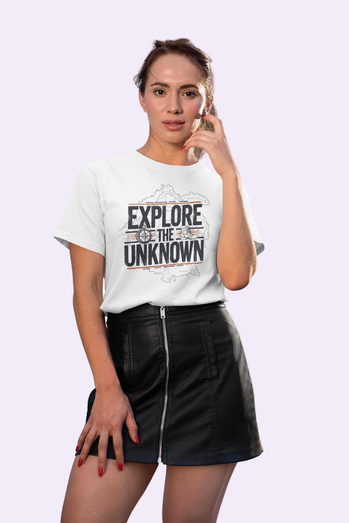 Explore the Unknown Women’s Graphic Tee – Adventure White Coloured T-Shirt for Hiking & Travel