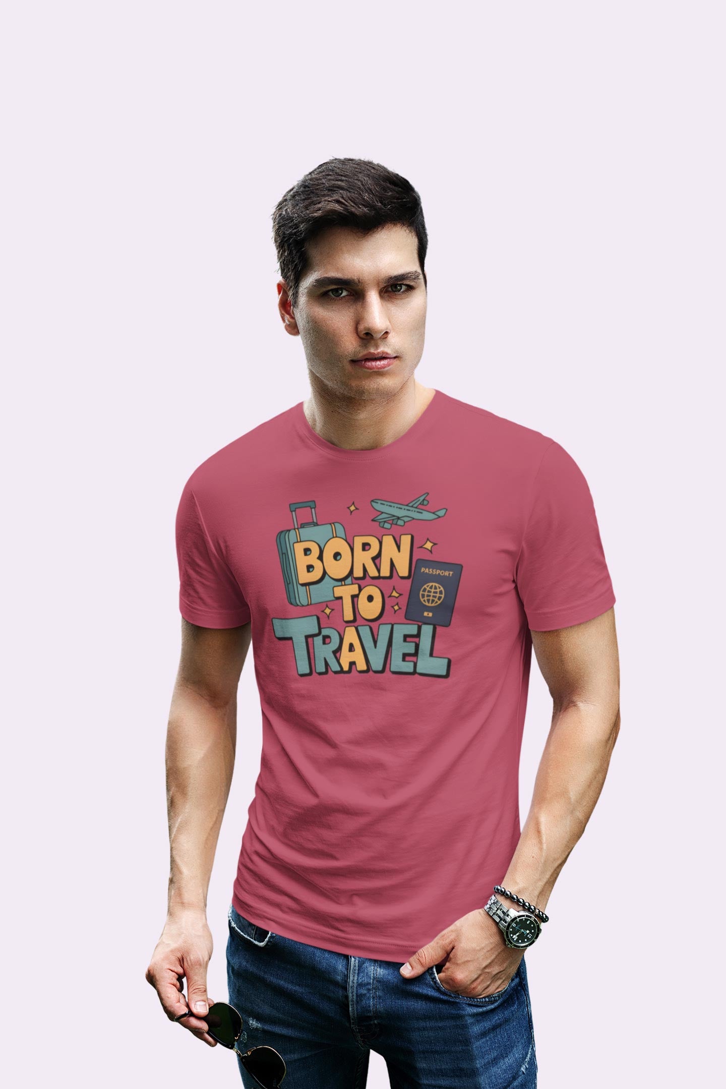 Born to Travel Men's Graphic Maroon Coloured T-Shirt - Travel Tee