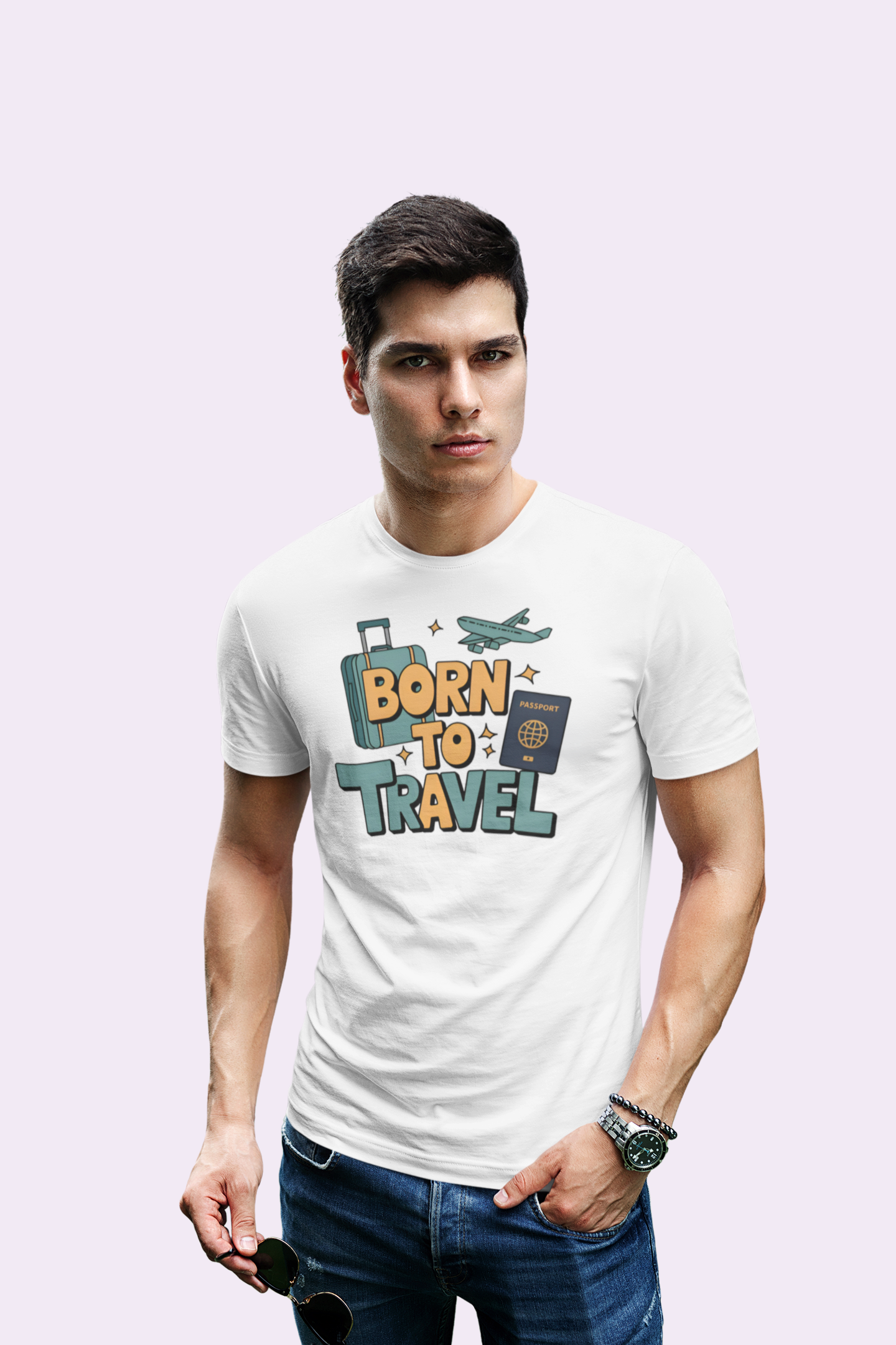 Born to Travel Men's Graphic White Coloured T-Shirt - Travel Tee