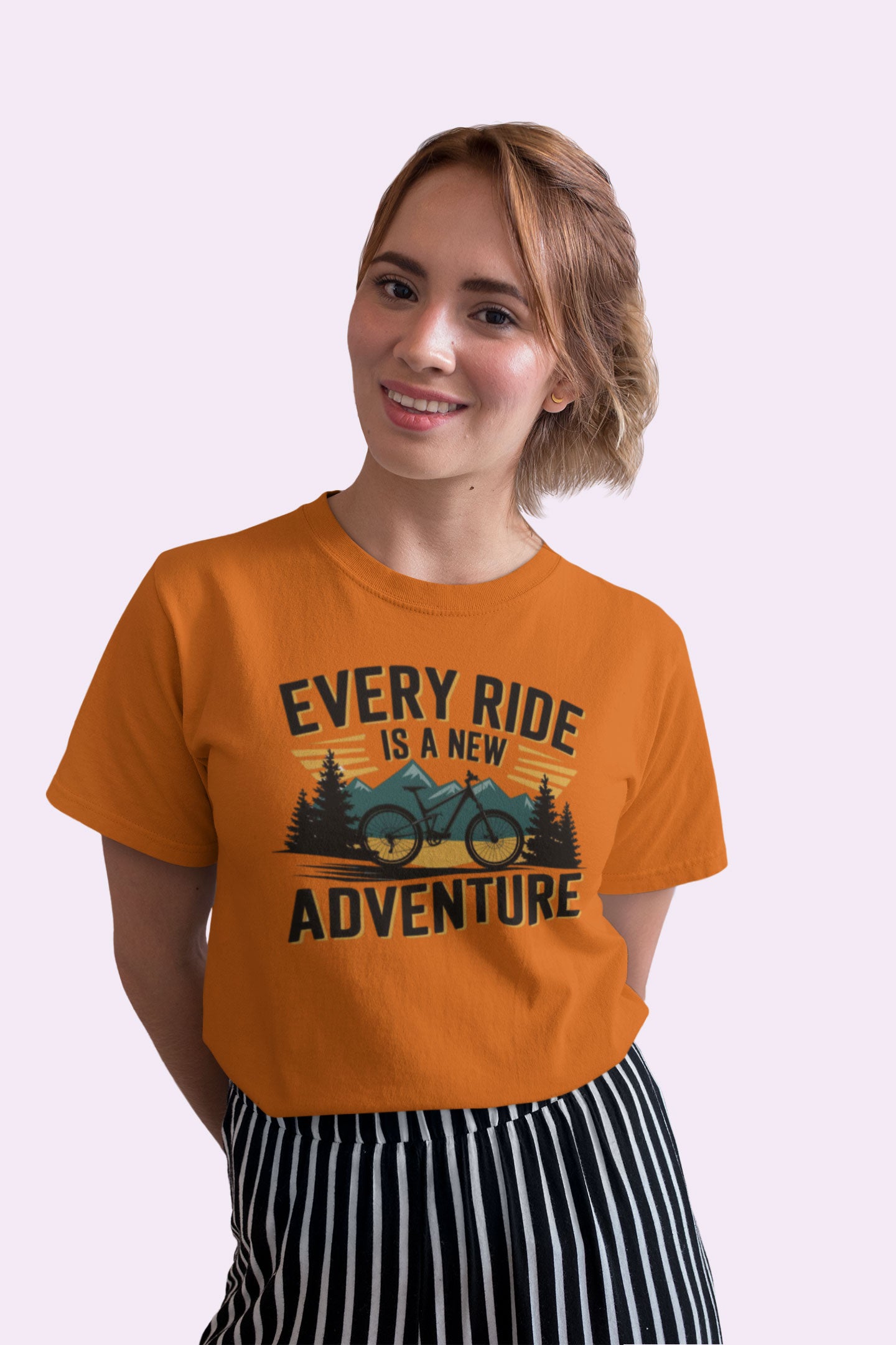 Every Ride Is a New Adventure Women’s Orange Coloured Graphic Tee - Cotton