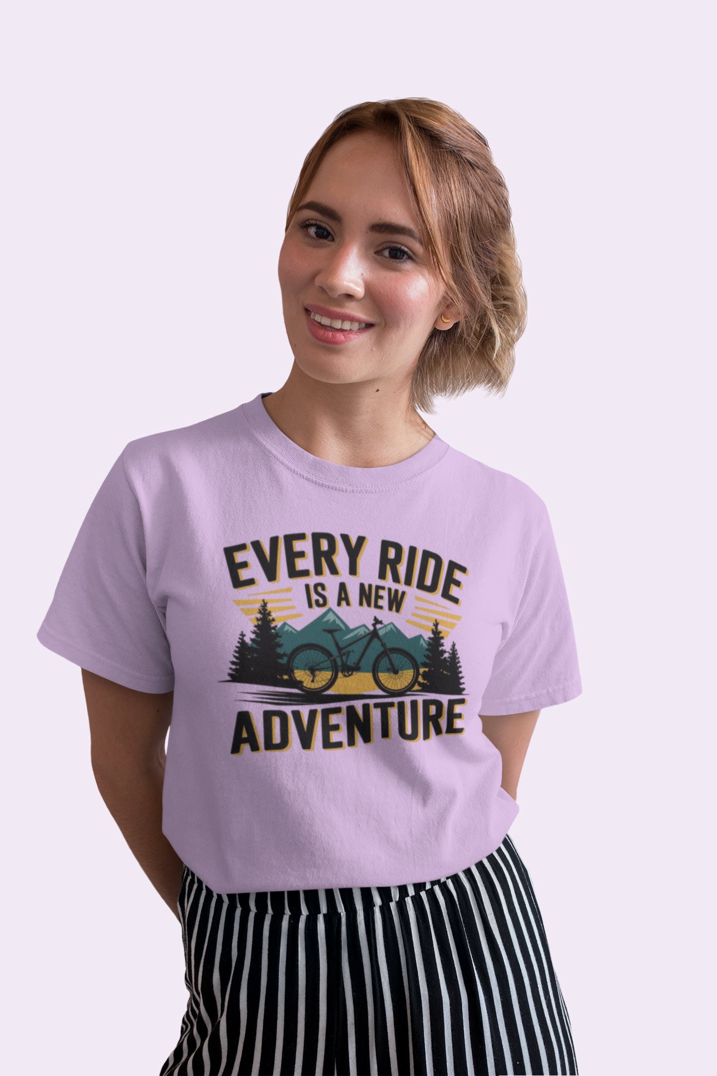 Every Ride Is a New Adventure Women’s Lavender Coloured Graphic Tee - Cotton