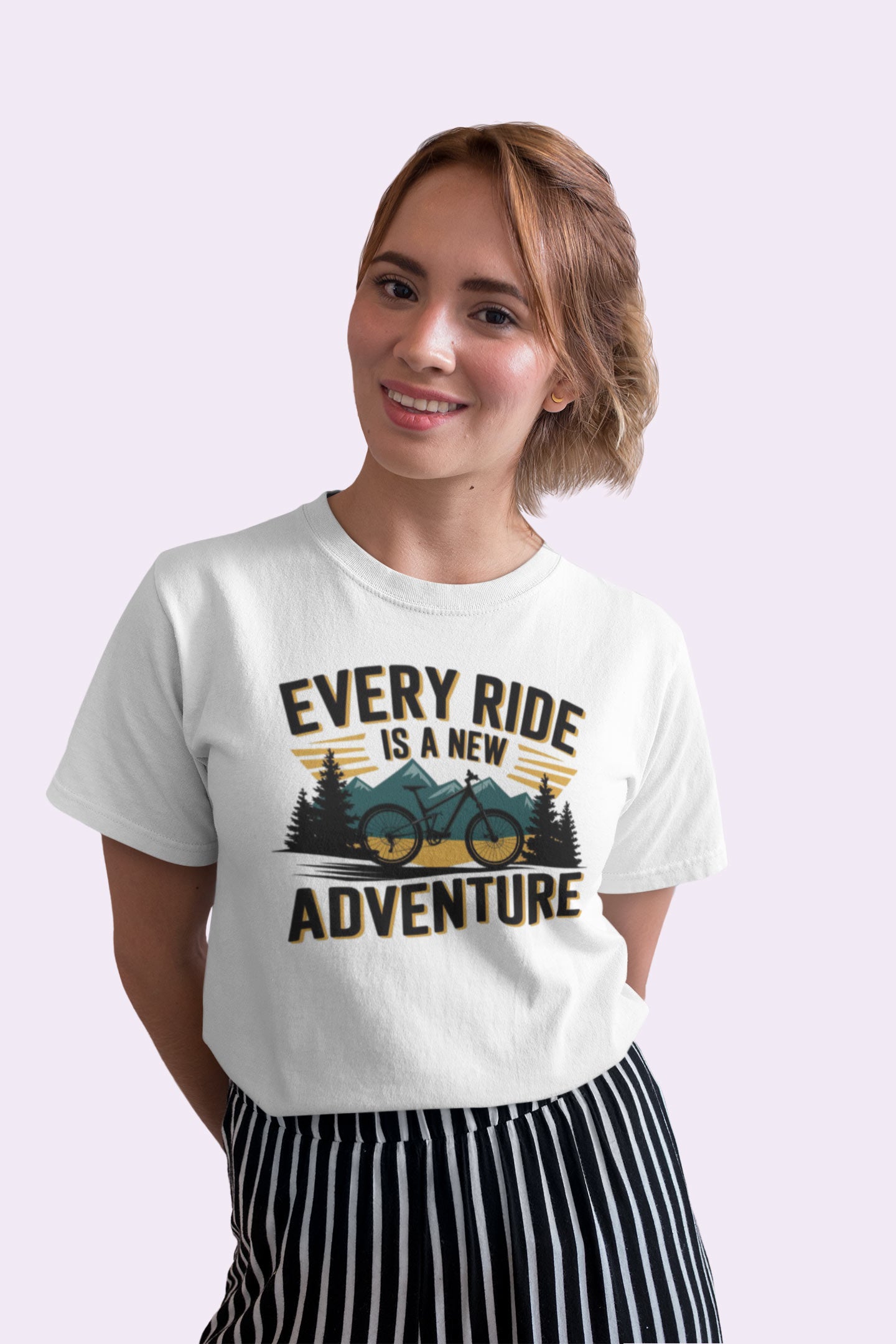 Every Ride Is a New Adventure Women’s White Coloured Graphic Tee - Cotton