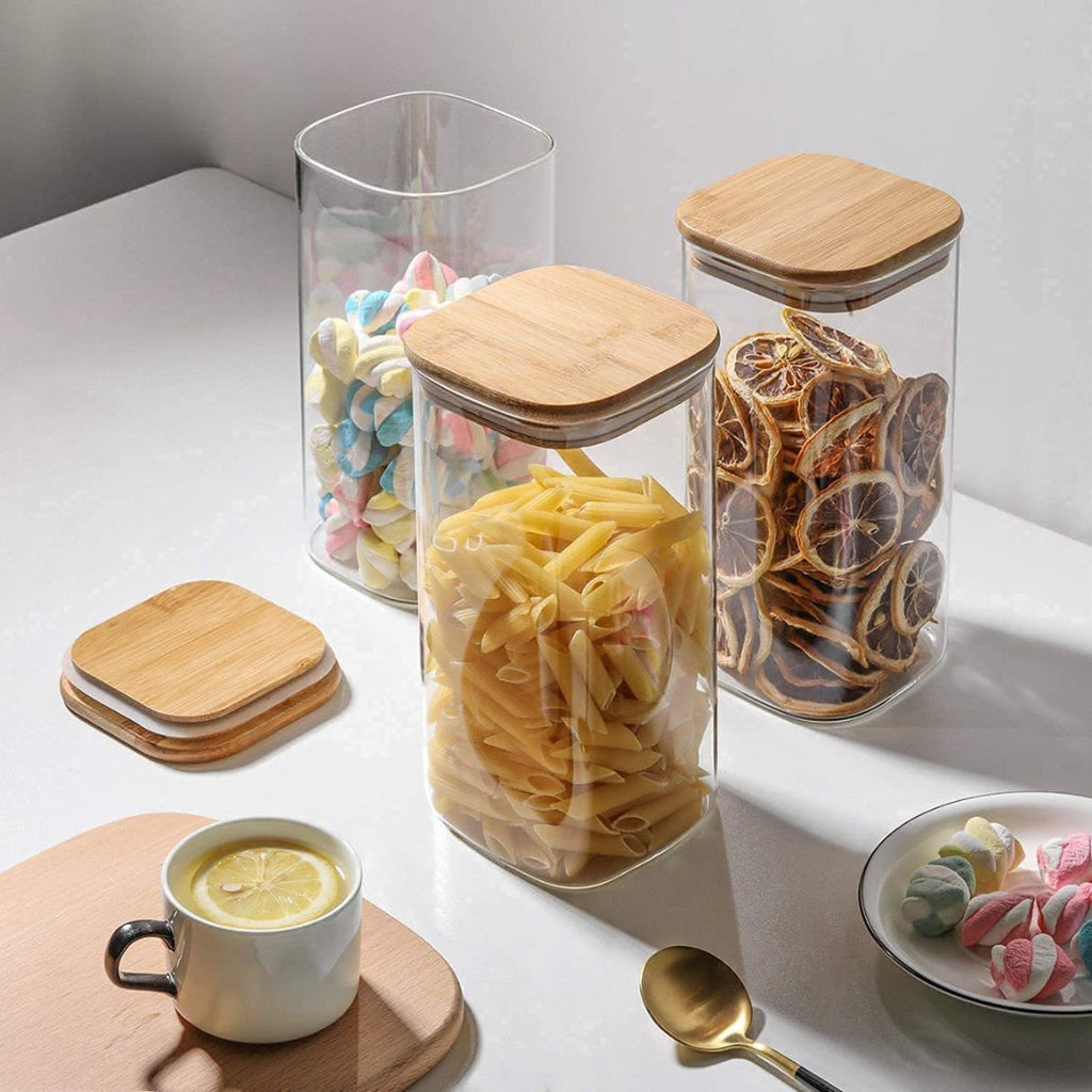 WOODEN LID JAR SQUARE 1580ML