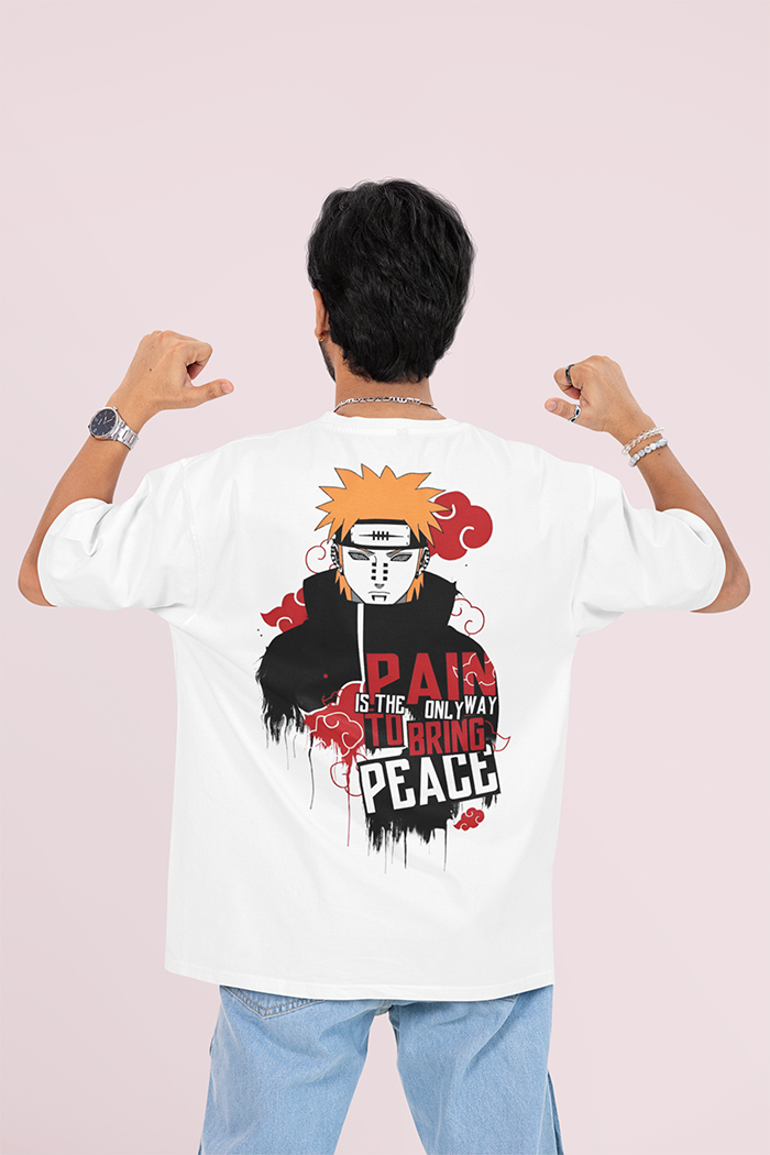Oversized Anime Graphic T Shirt – Pain Brings Peace