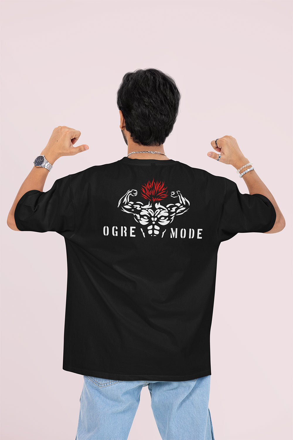 Black Oversized “Ogre Mode” Graphic T Shirt