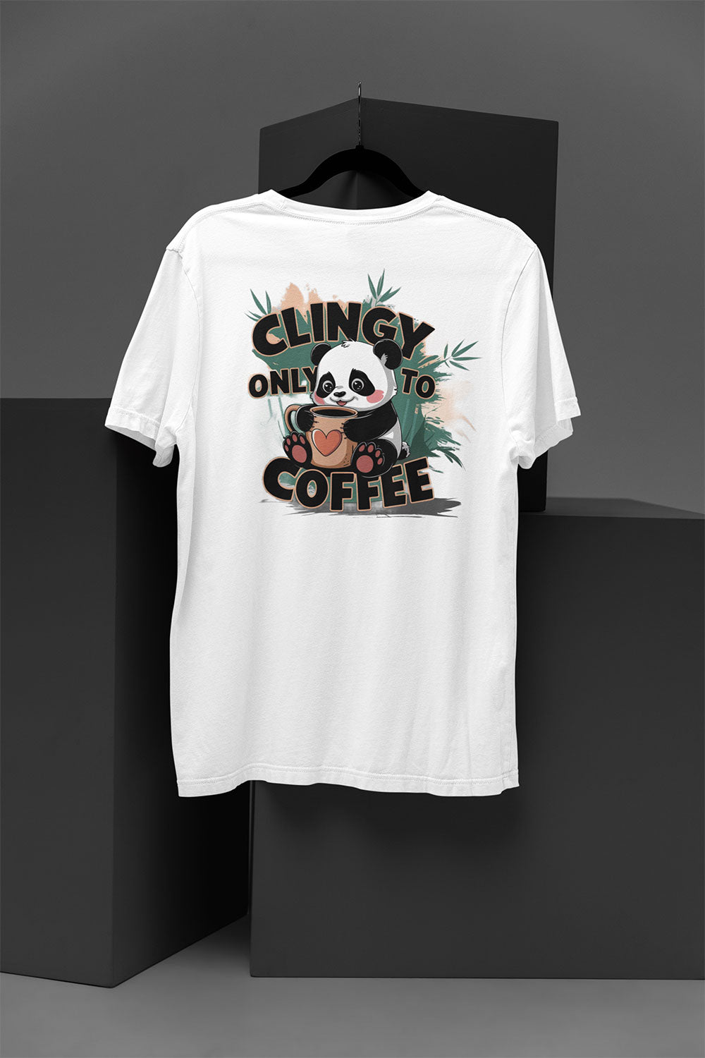 Clingy Only to Coffee Cute Panda Graphic  T-Shirt