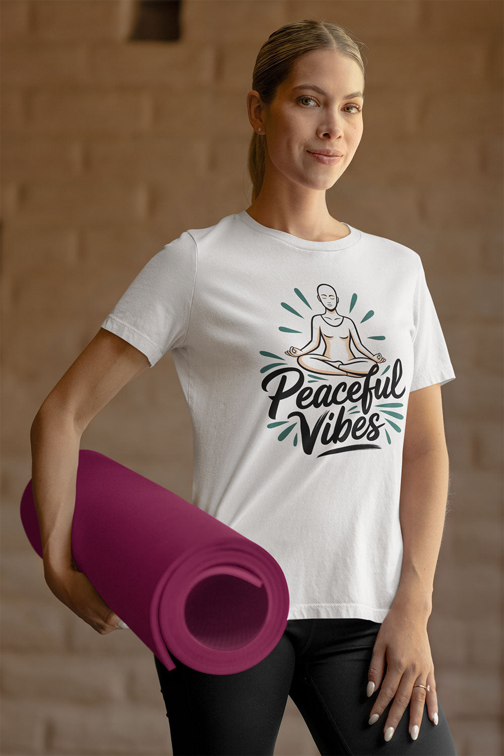 Peaceful Vibes Yoga T Shirt for Women’s – Mindful Meditation Graphic Tee