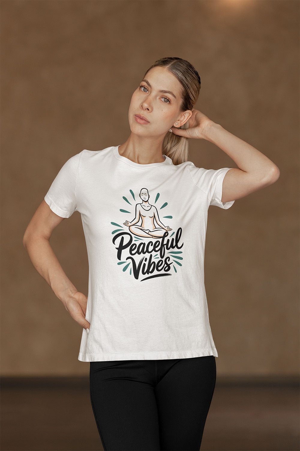 Peaceful Vibes Yoga T Shirt for Women’s – Mindful Meditation Graphic Tee