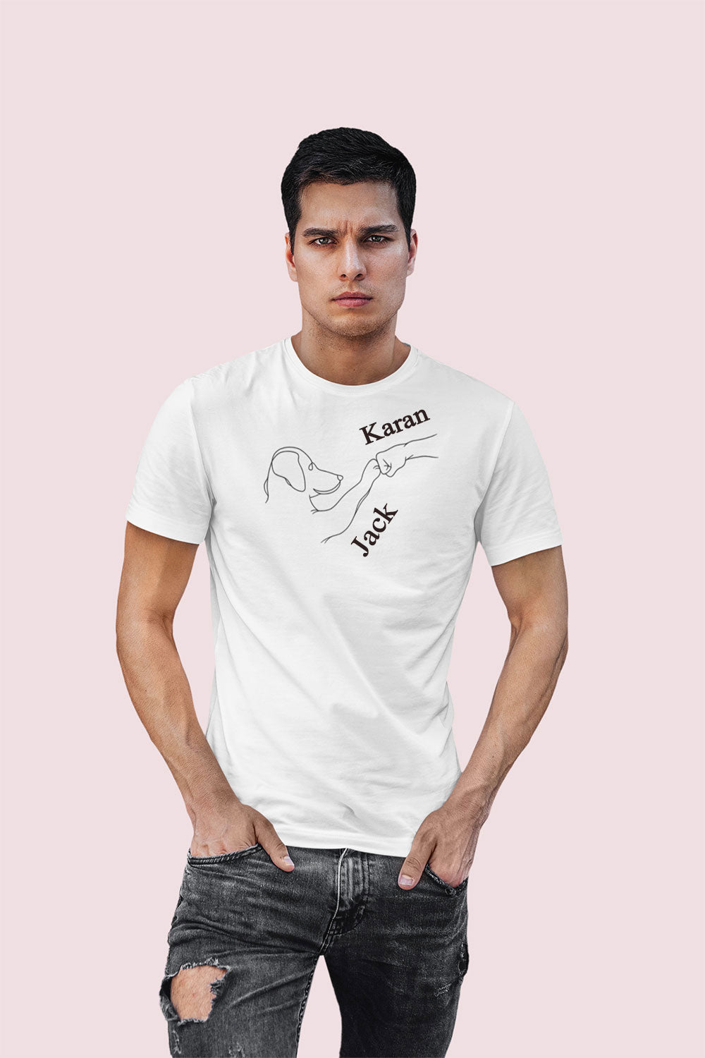 Customizable Dog Lover T Shirt Men White Personalized Pet Name Tee