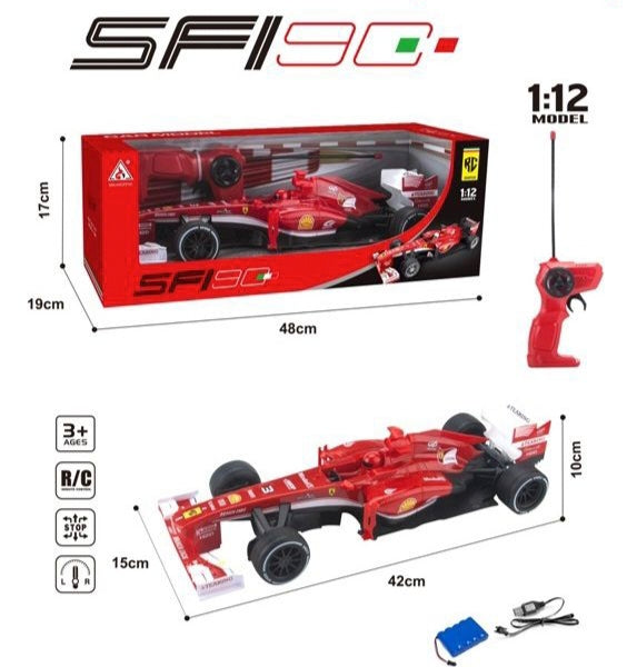 SF190 1:12 Scale Rechargeable RC Ferrari F1 Car – Red | High-Speed