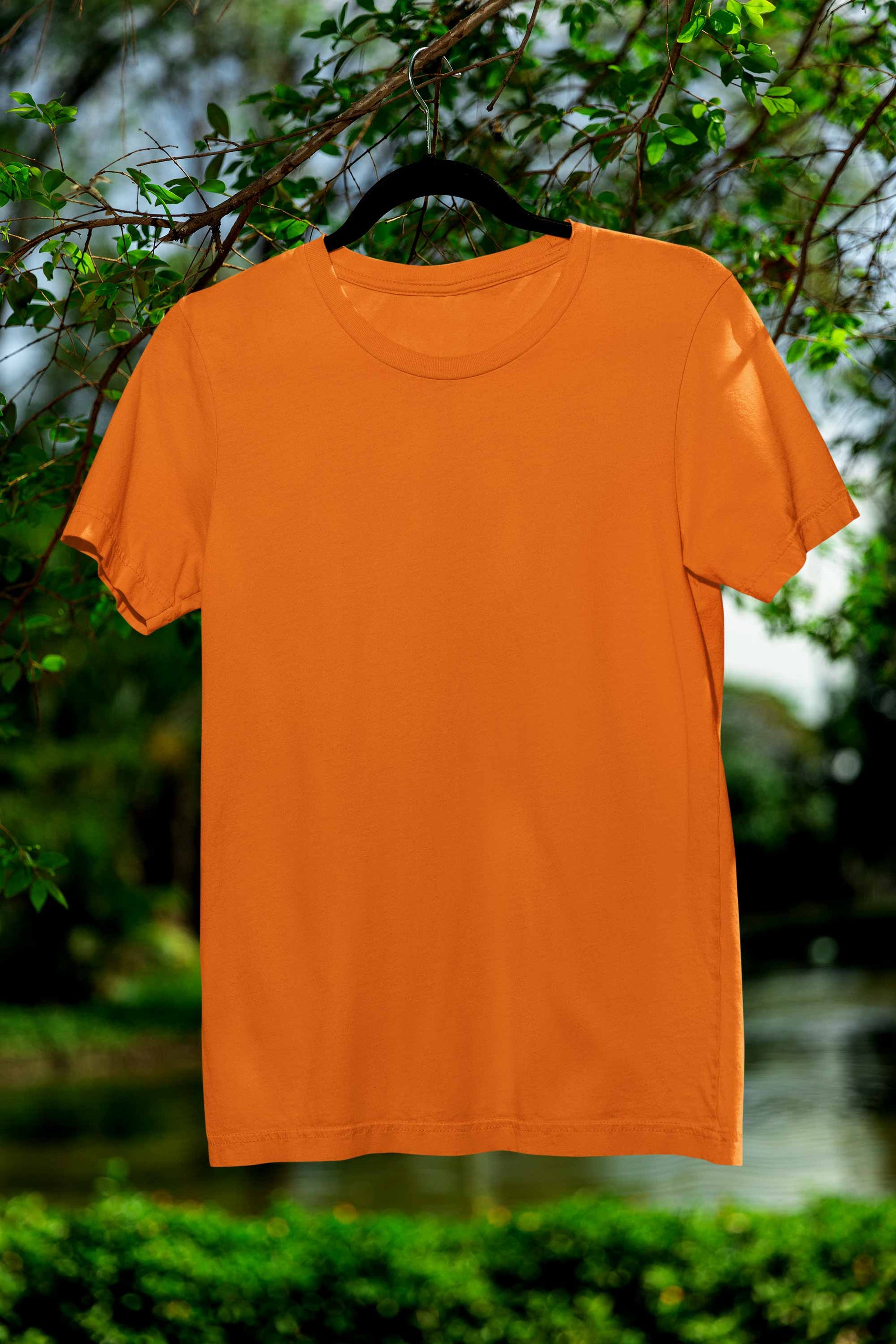 Unisex Regular Fit Plain Orange Coloured T-Shirt WIth Short Sleeve, Round Neck