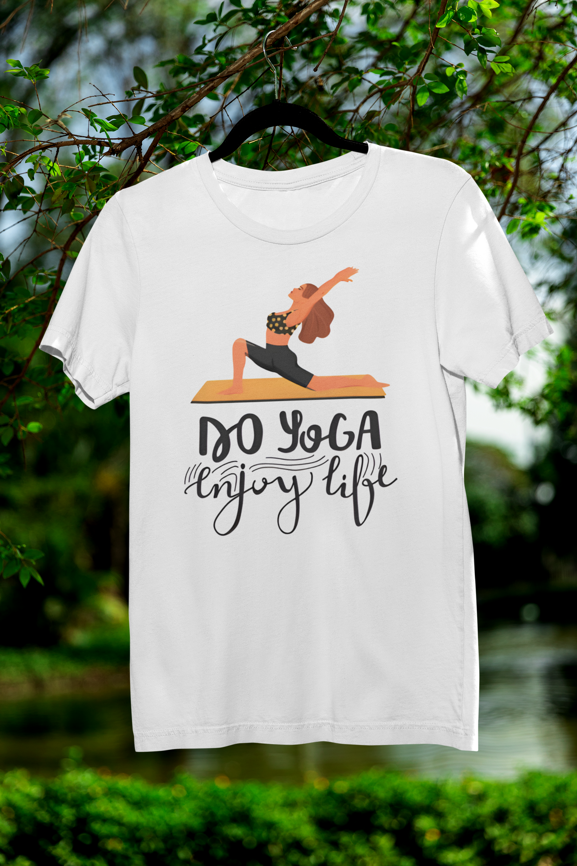 DO YOGA Enjoy Life Women’s Yoga T-Shirt – Motivational Tee for Mindful Living Fitness and Casual Wear