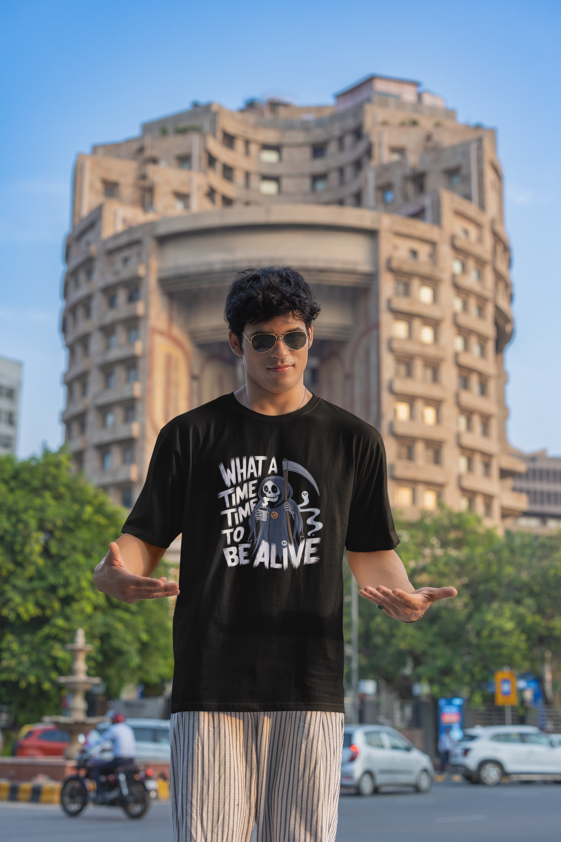 What A Time, Time to Be Alive Skeleton Oversized T Shirt