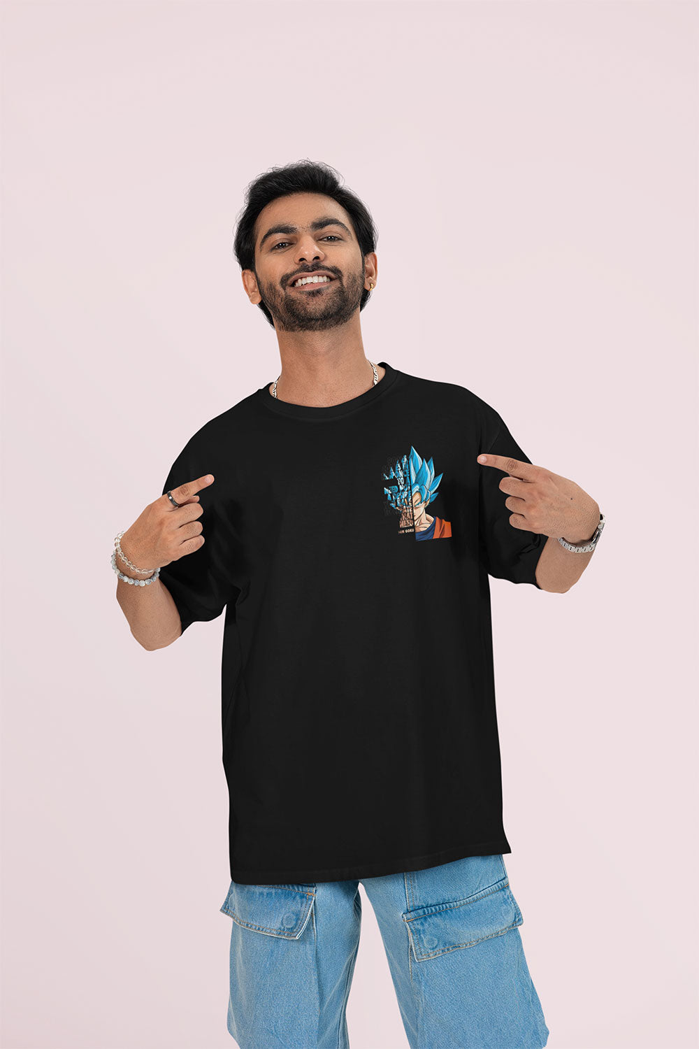 Dragon Ball Goku Oversized Graphic T Shirt Men Black Anime Streetwear
