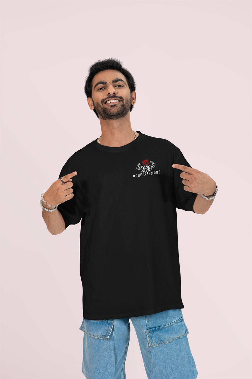 Black Oversized “Ogre Mode” Graphic T Shirt