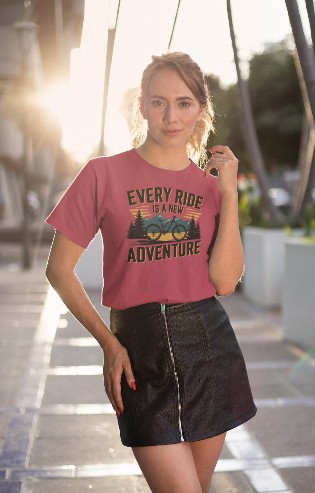 Every Ride Is a New Adventure Women’s Maroon Coloured Graphic Tee - Cotton