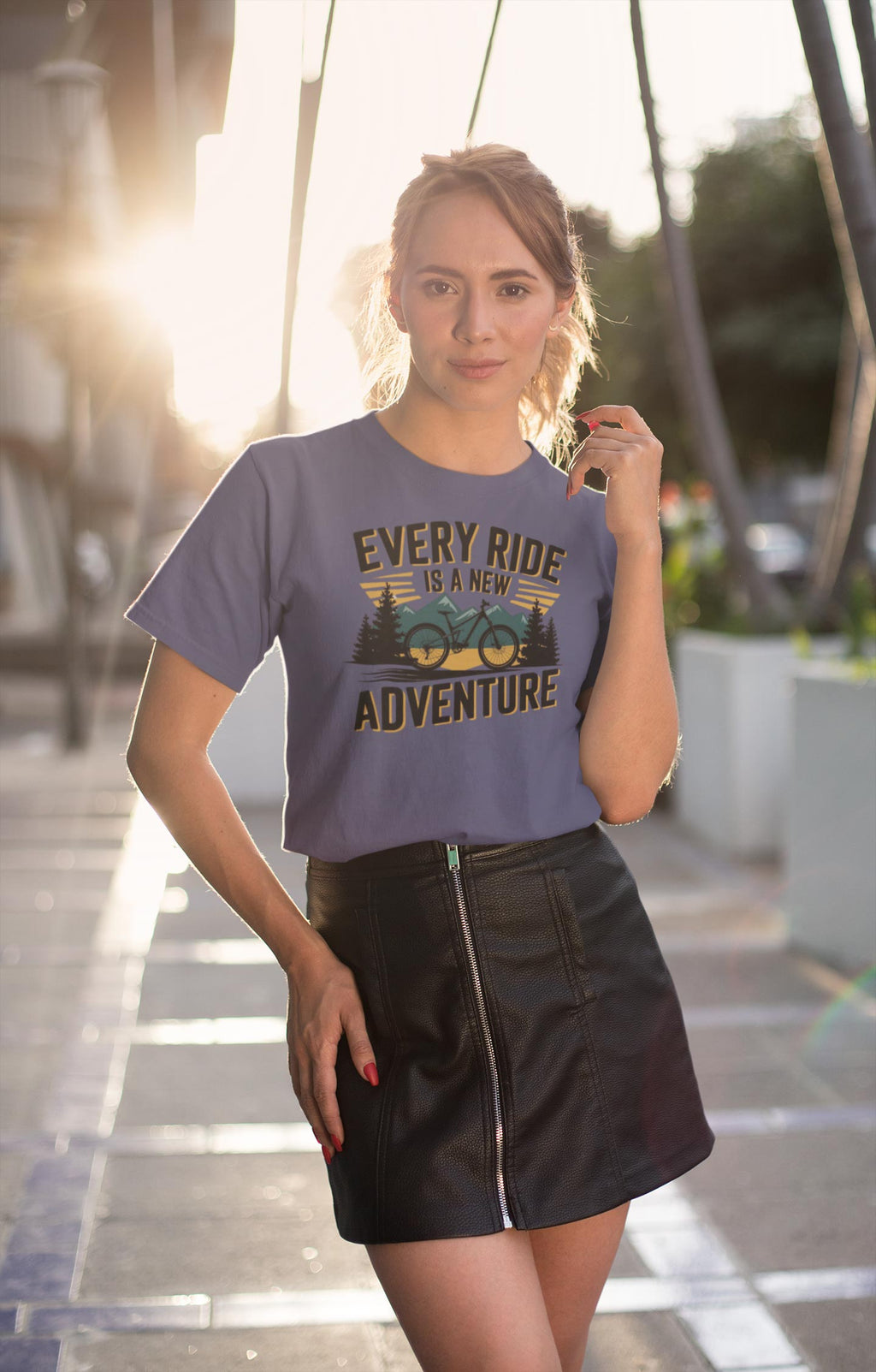 Every Ride Is a New Adventure Women’s Navy Coloured Graphic Tee - Cotton
