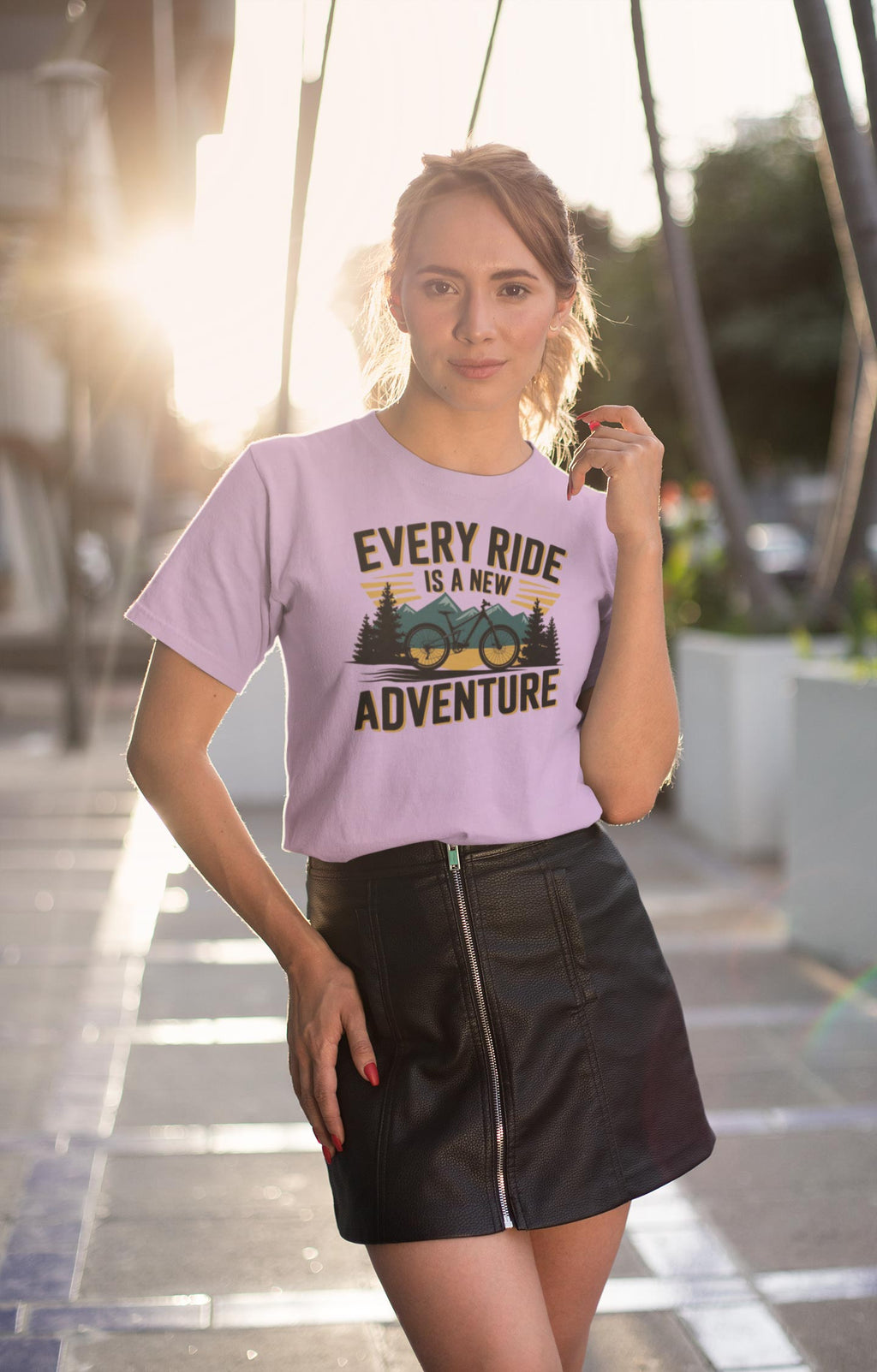 Every Ride Is a New Adventure Women’s Lavender Coloured Graphic Tee - Cotton