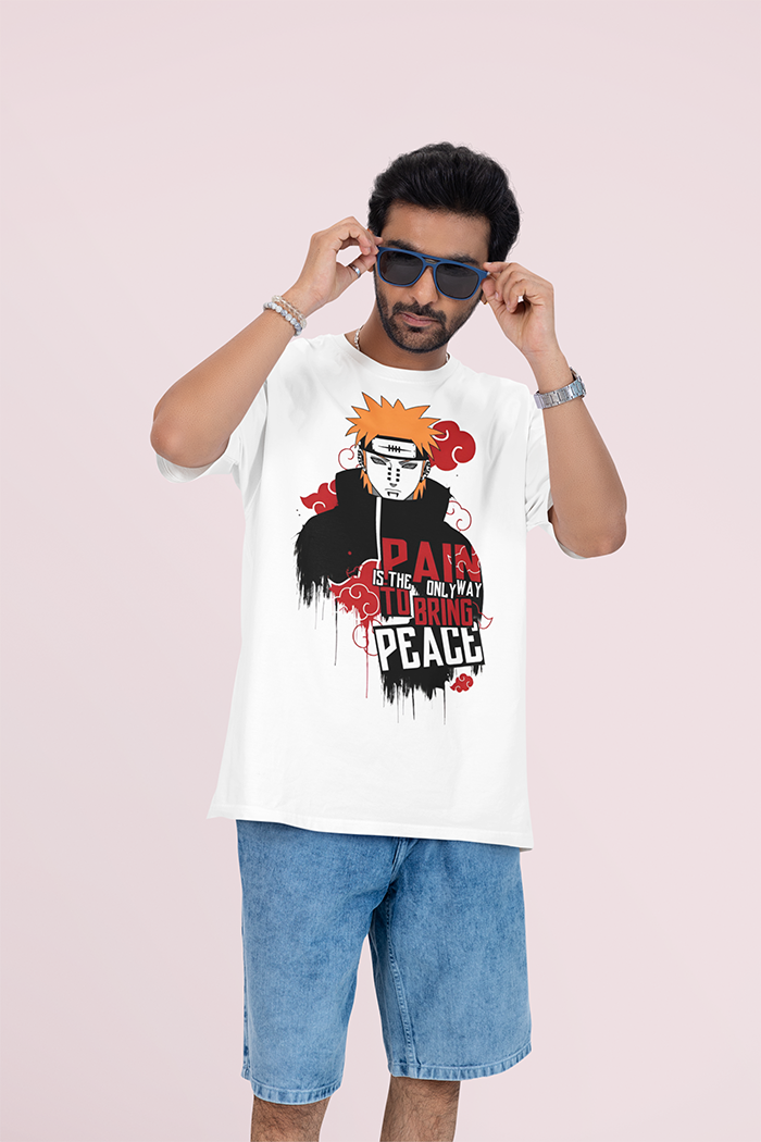 Oversized Anime Graphic T Shirt – Pain Brings Peace