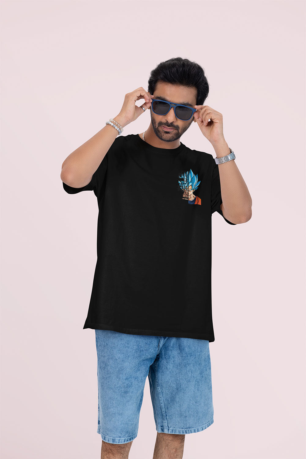 Dragon Ball Goku Oversized Graphic T Shirt Men Black Anime Streetwear