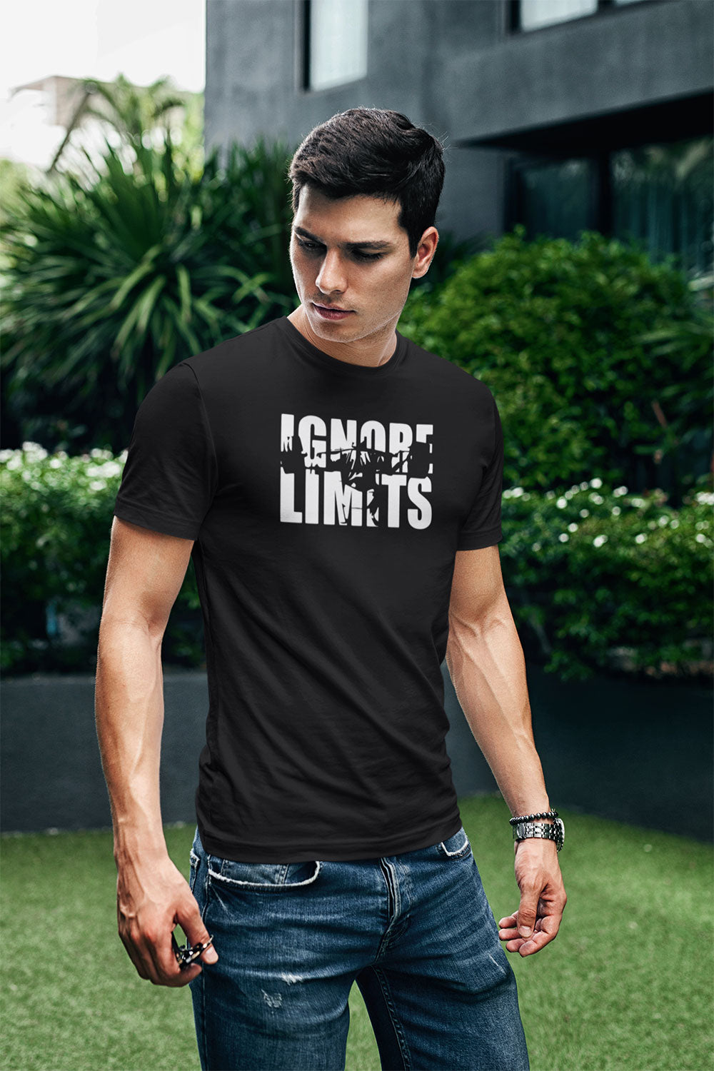 Black “Ignore Limits” Motivational T Shirt