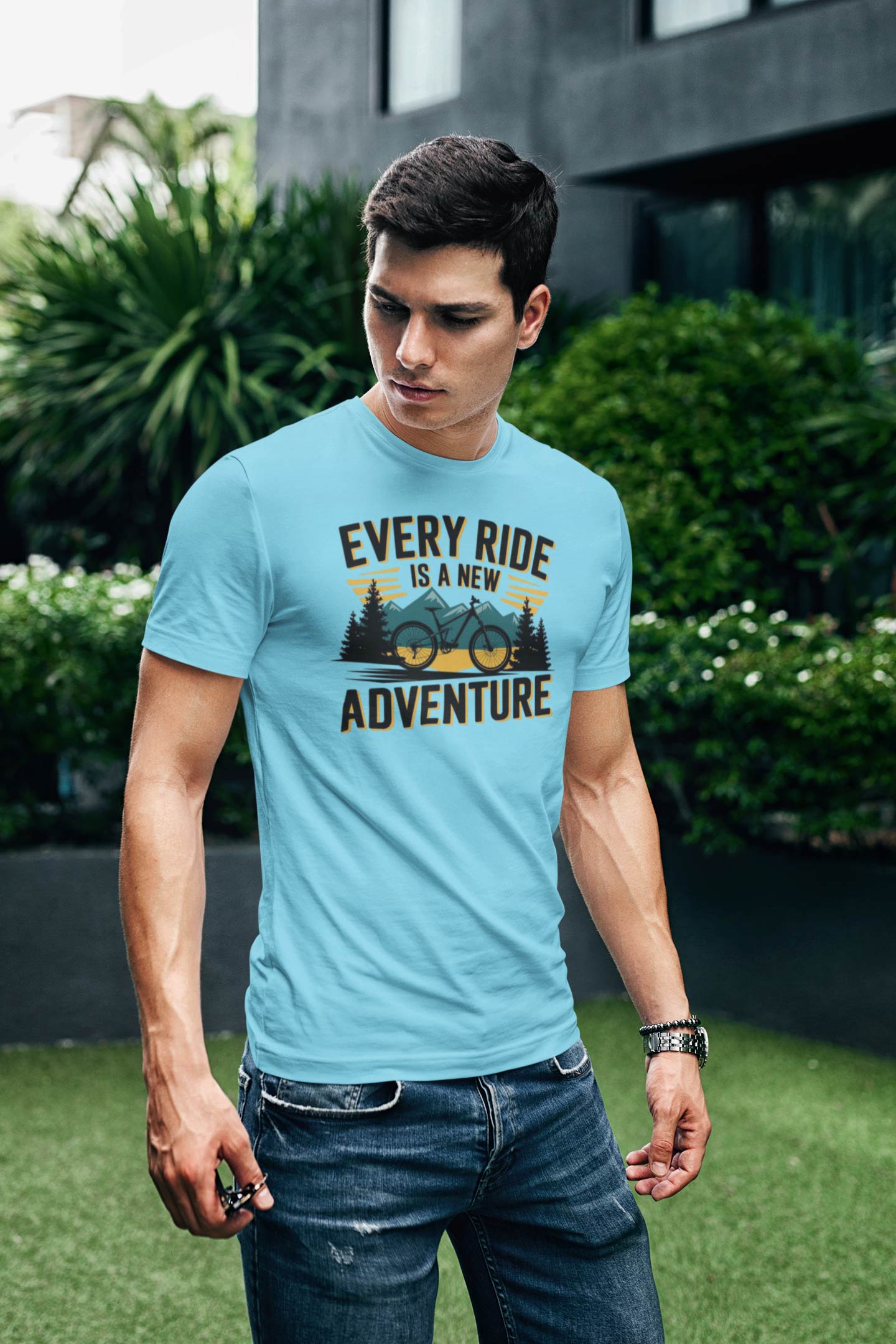 Every Ride Is a New Adventure Men’s White Coloured Graphic Tee - Cotton
