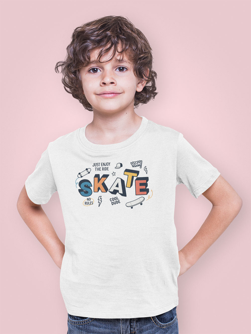 White Boys Skate Graphic T Shirt Cool Dude Cotton Casual Wear