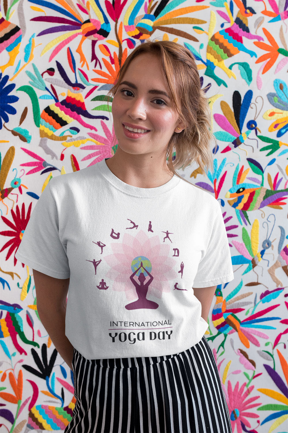 Women’s White Yoga Day T-Shirt – Comfortable & Stylish Tee for Yoga