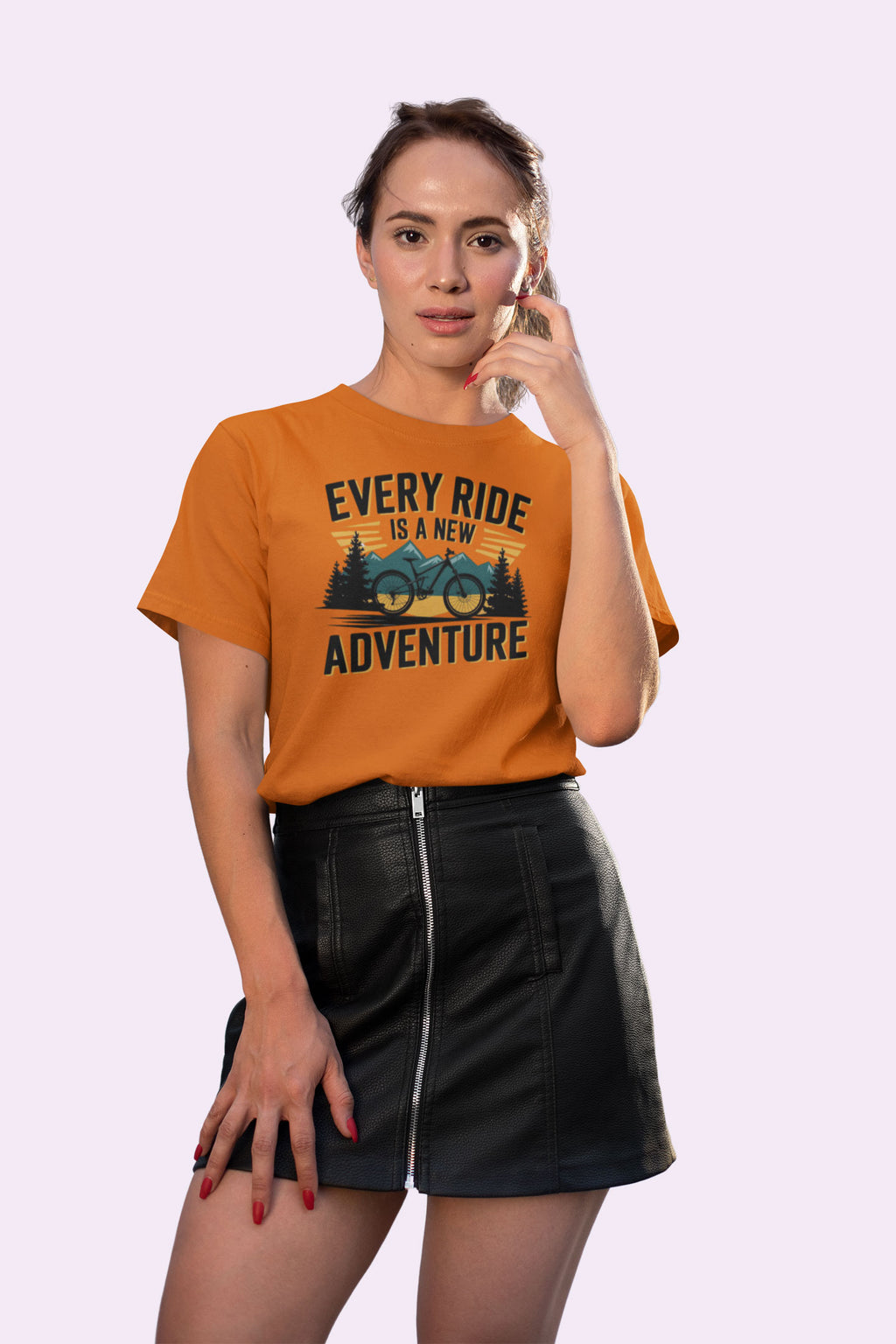Every Ride Is a New Adventure Women’s Orange Coloured Graphic Tee - Cotton