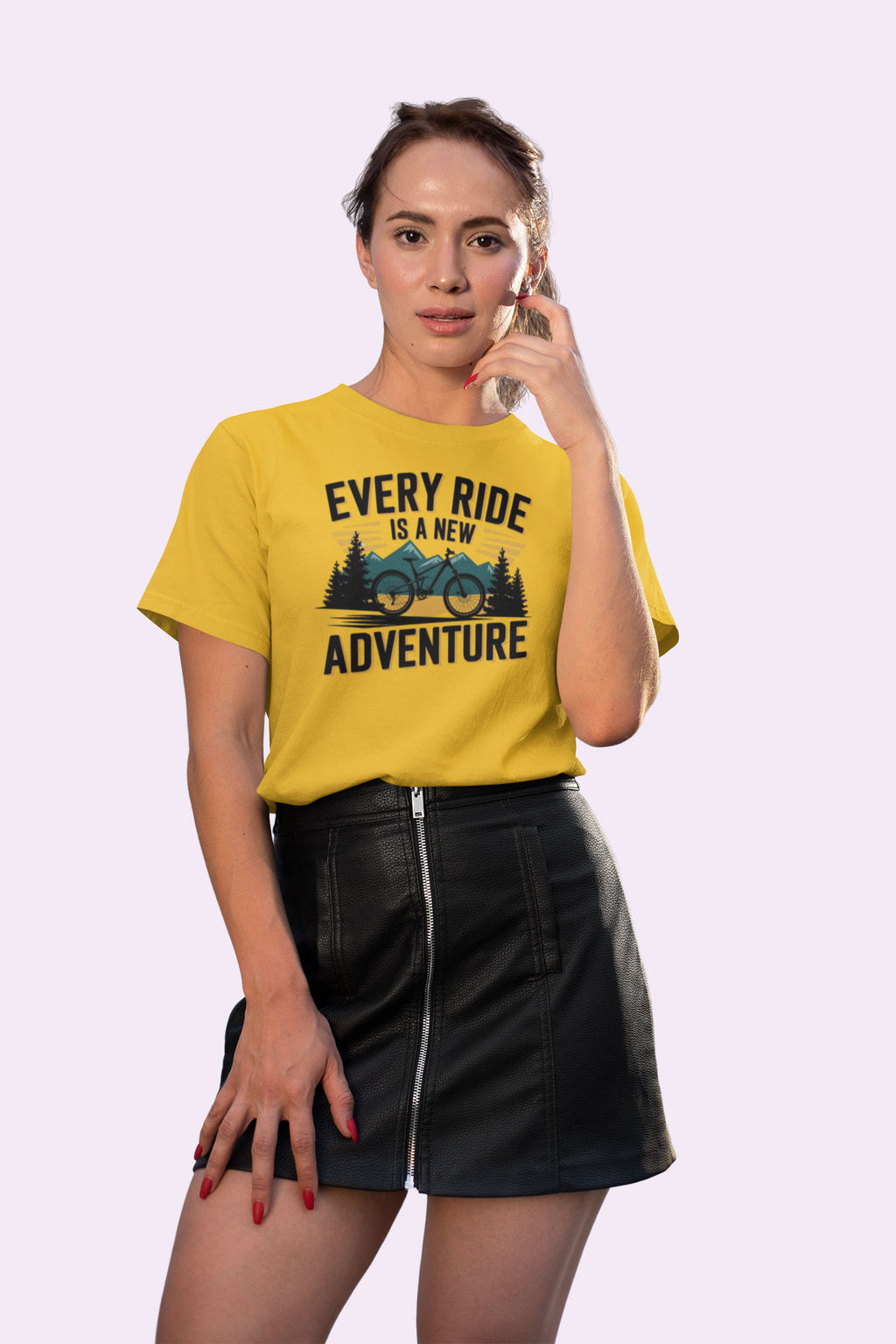 Every Ride Is a New Adventure Women’s Mustard Yellow Coloured Graphic Tee - Cotton