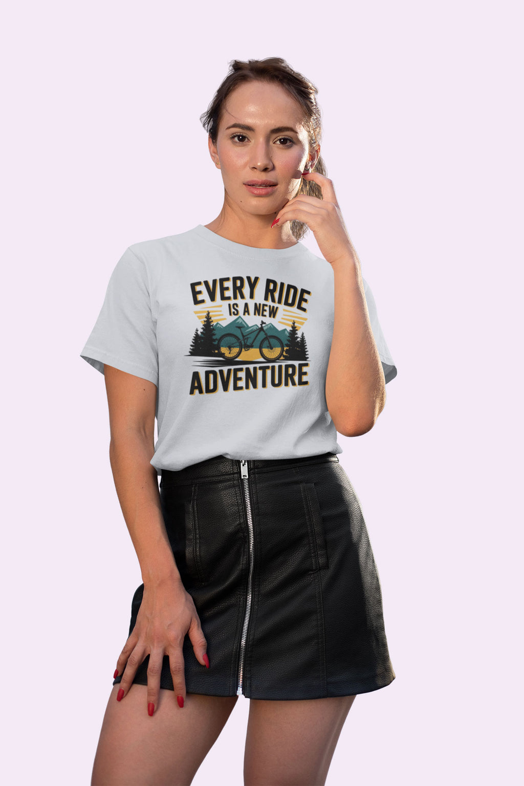 Every Ride Is a New Adventure Women’s Light Gray Coloured Graphic Tee - Cotton
