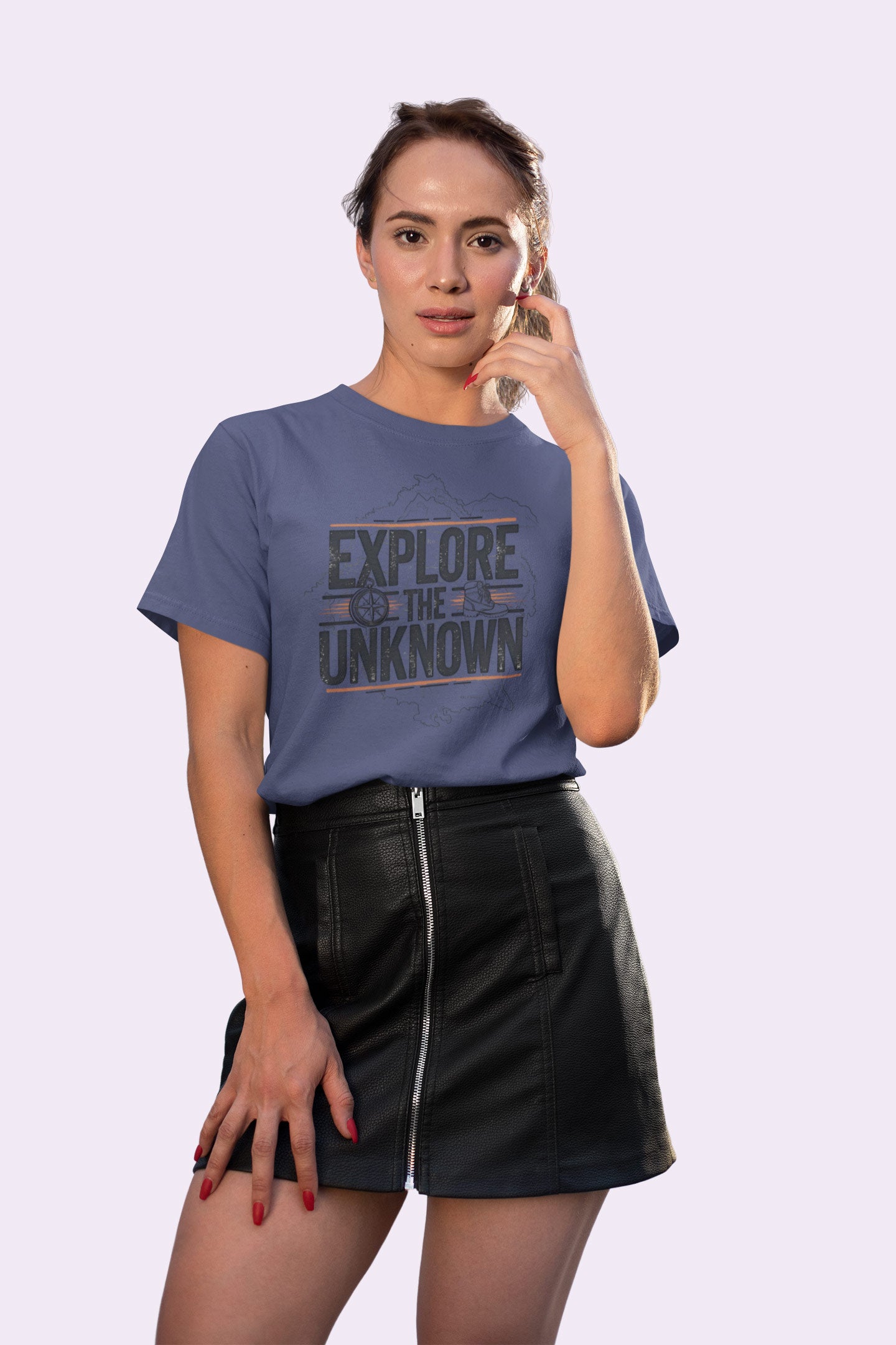 Explore the Unknown Women’s Graphic Tee – Adventure Navy Coloured T-Shirt for Hiking & Travel